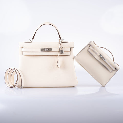 Hermès Kelly 32 Retourne Nata Taurillon Clemence with Palladium Hardware - 2021, Z