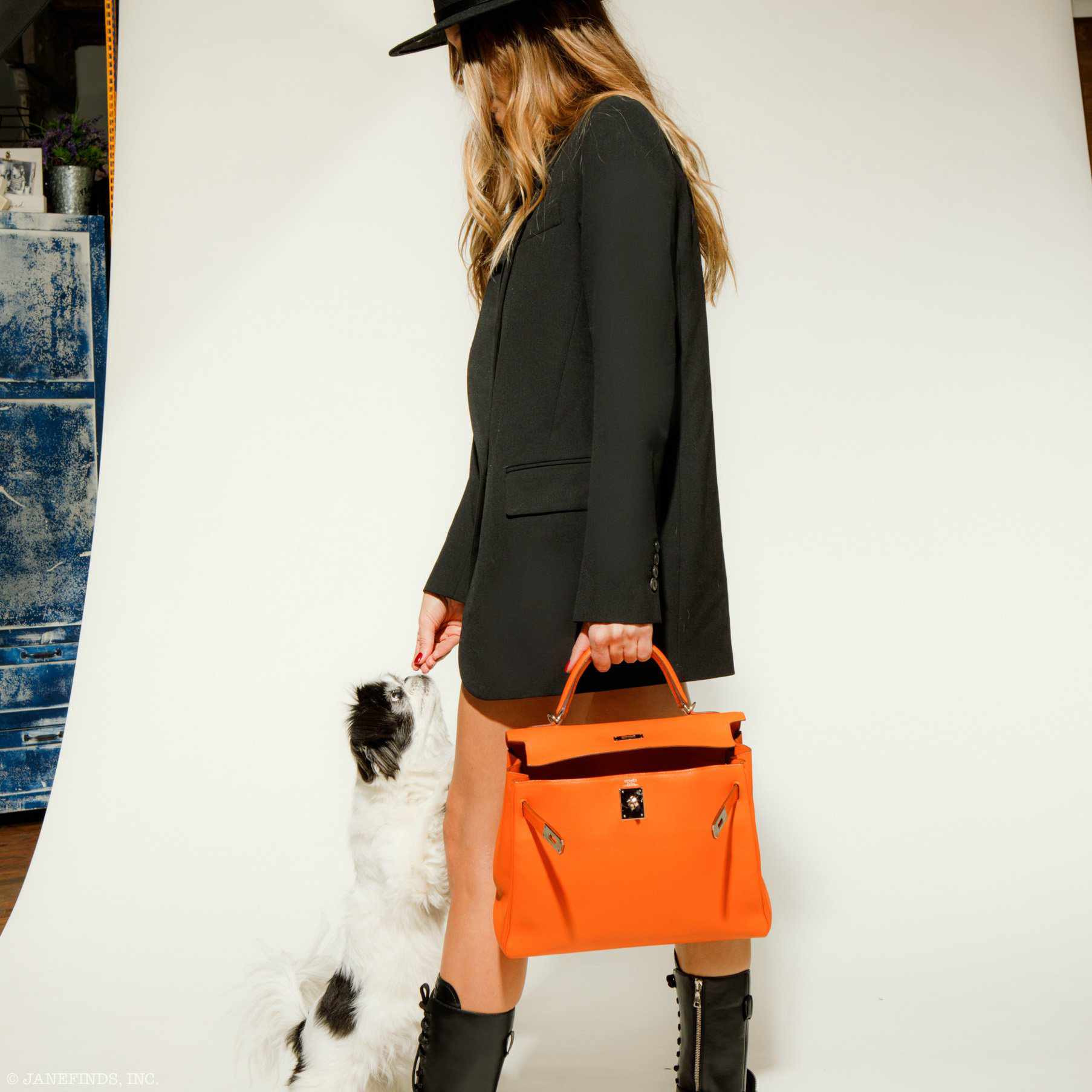 Hermès Kelly 32 Retourne Orange H Swift Palladium Hardware - 2005, I Square