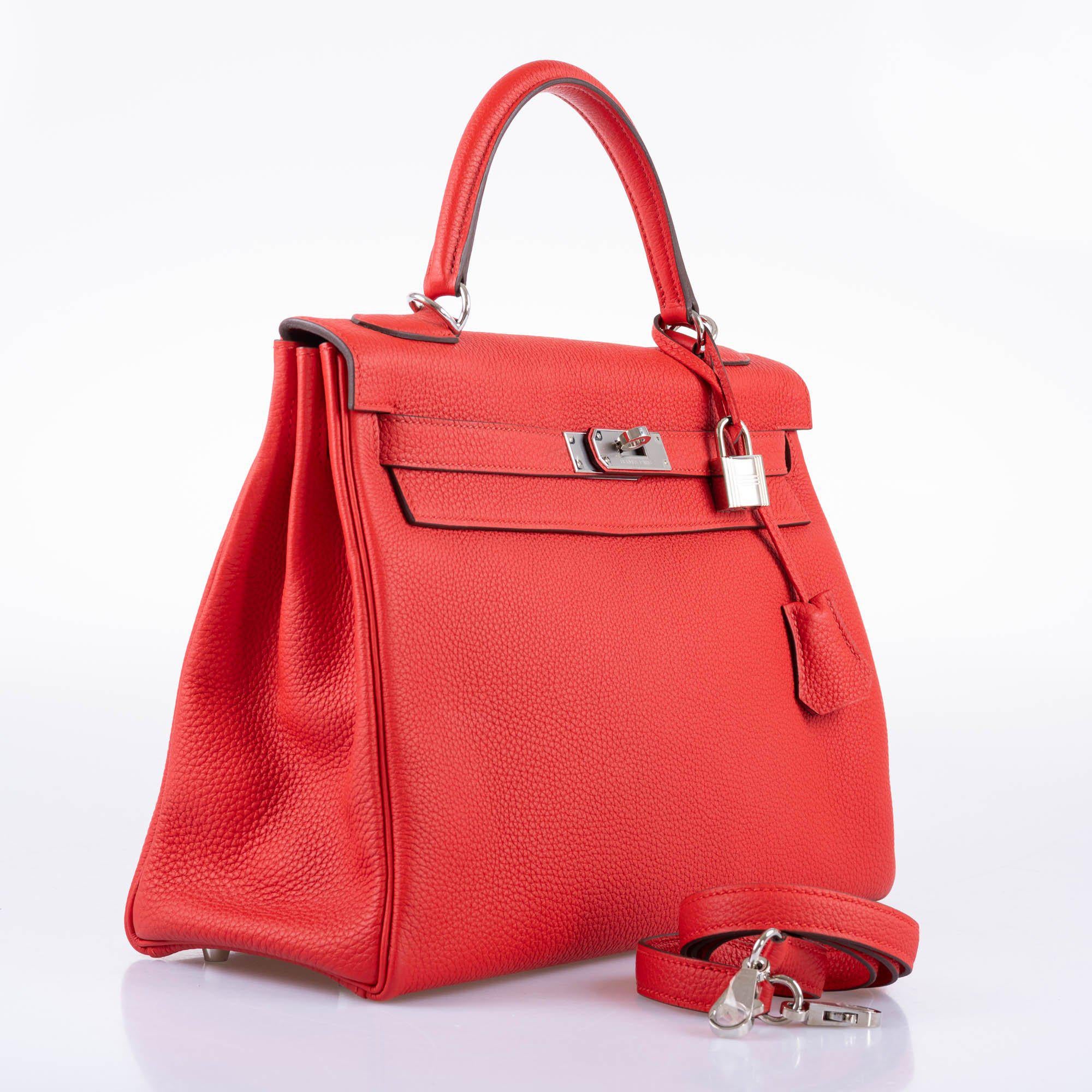 Hermès Kelly 32 Retourne Rouge de Coeur Togo with Palladium Hardware - 2019, D