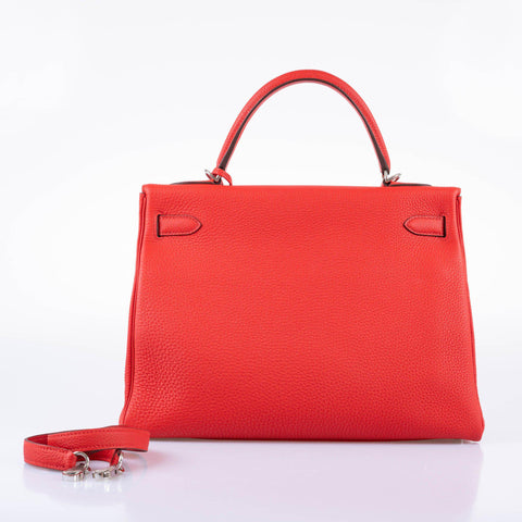 Hermès Kelly 32 Retourne Rouge de Coeur Togo with Palladium Hardware - 2019, D