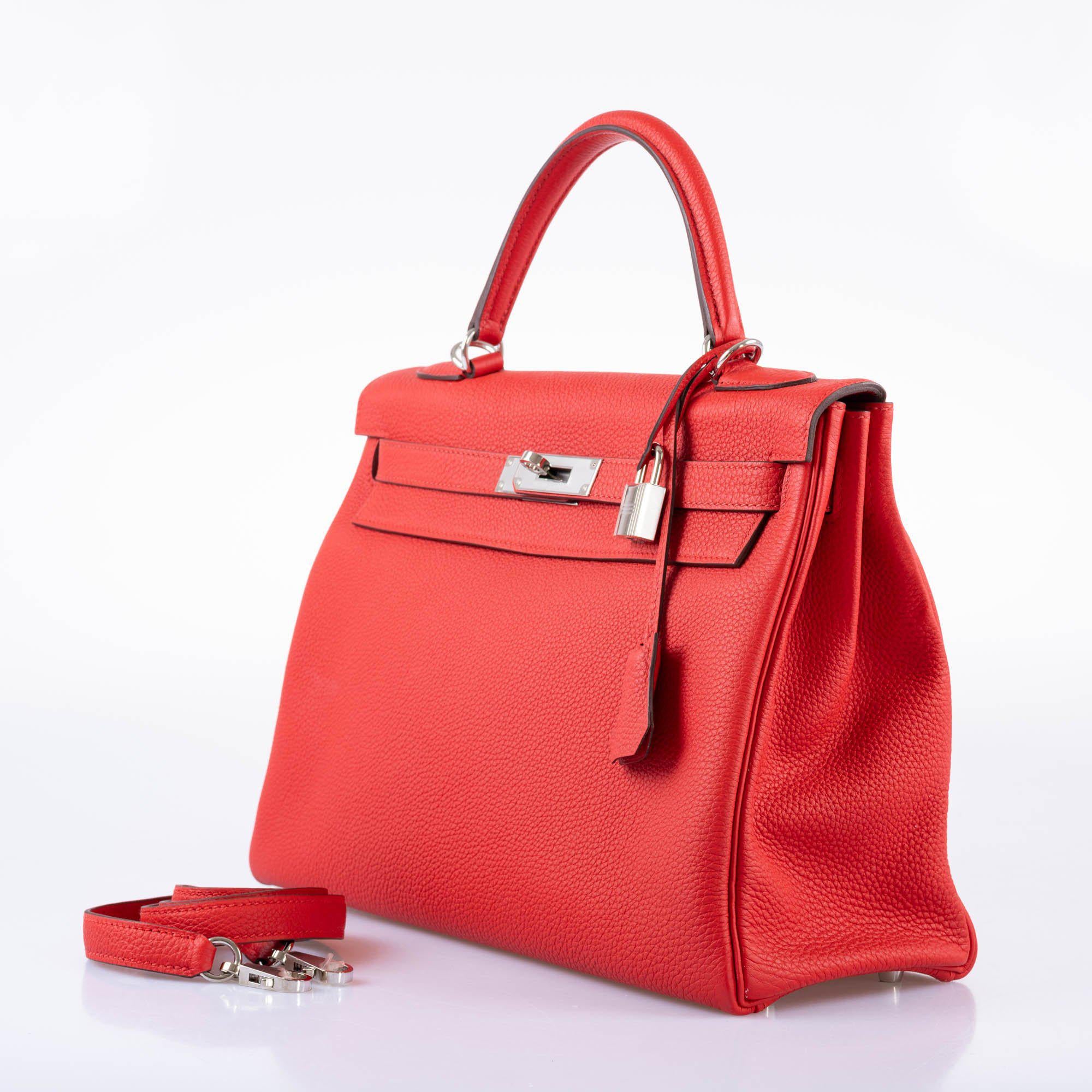 Hermès Kelly 32 Retourne Rouge de Coeur Togo with Palladium Hardware