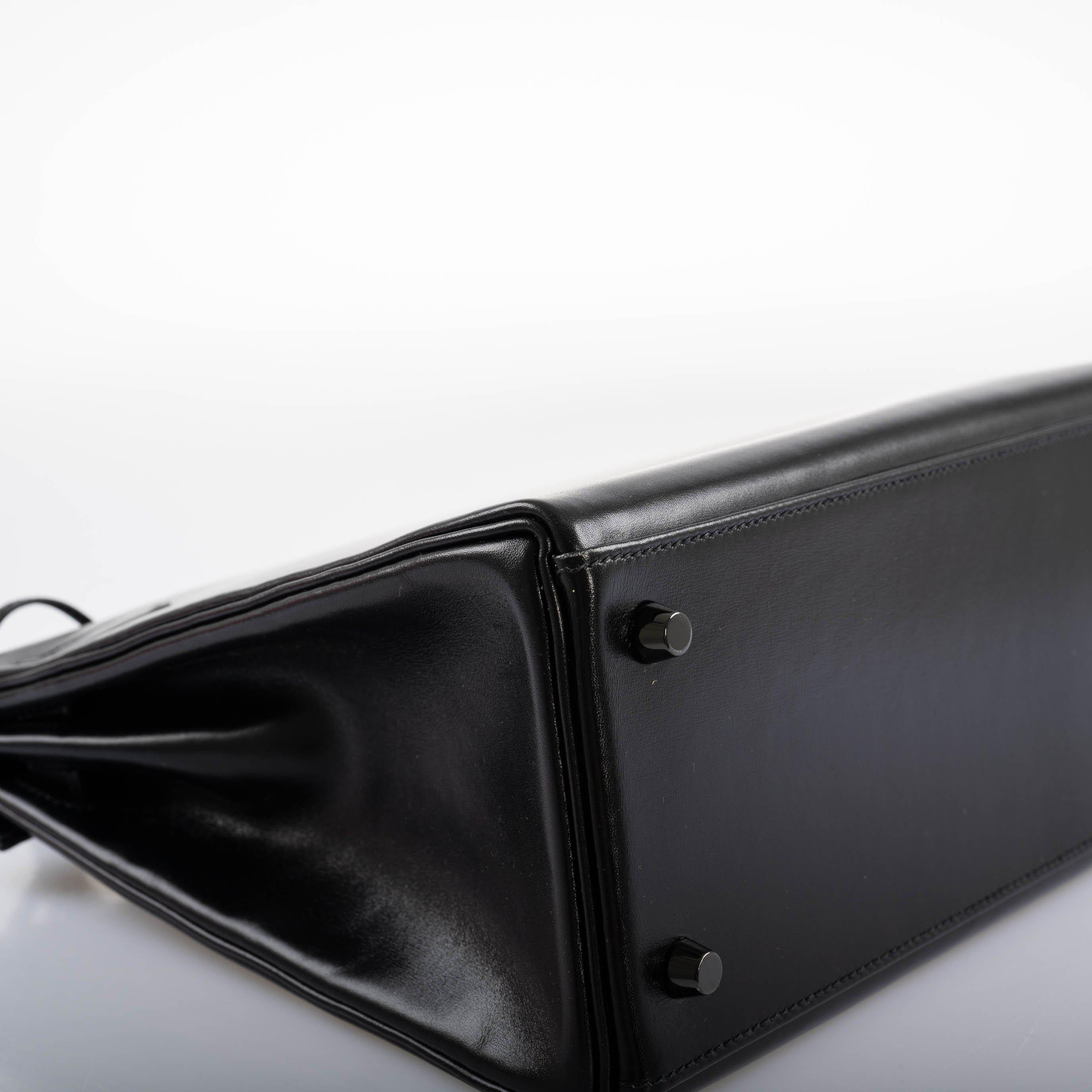 Hermès Kelly 32 SO BLACK Box leather Black PVD Hardware - 2010, N Square