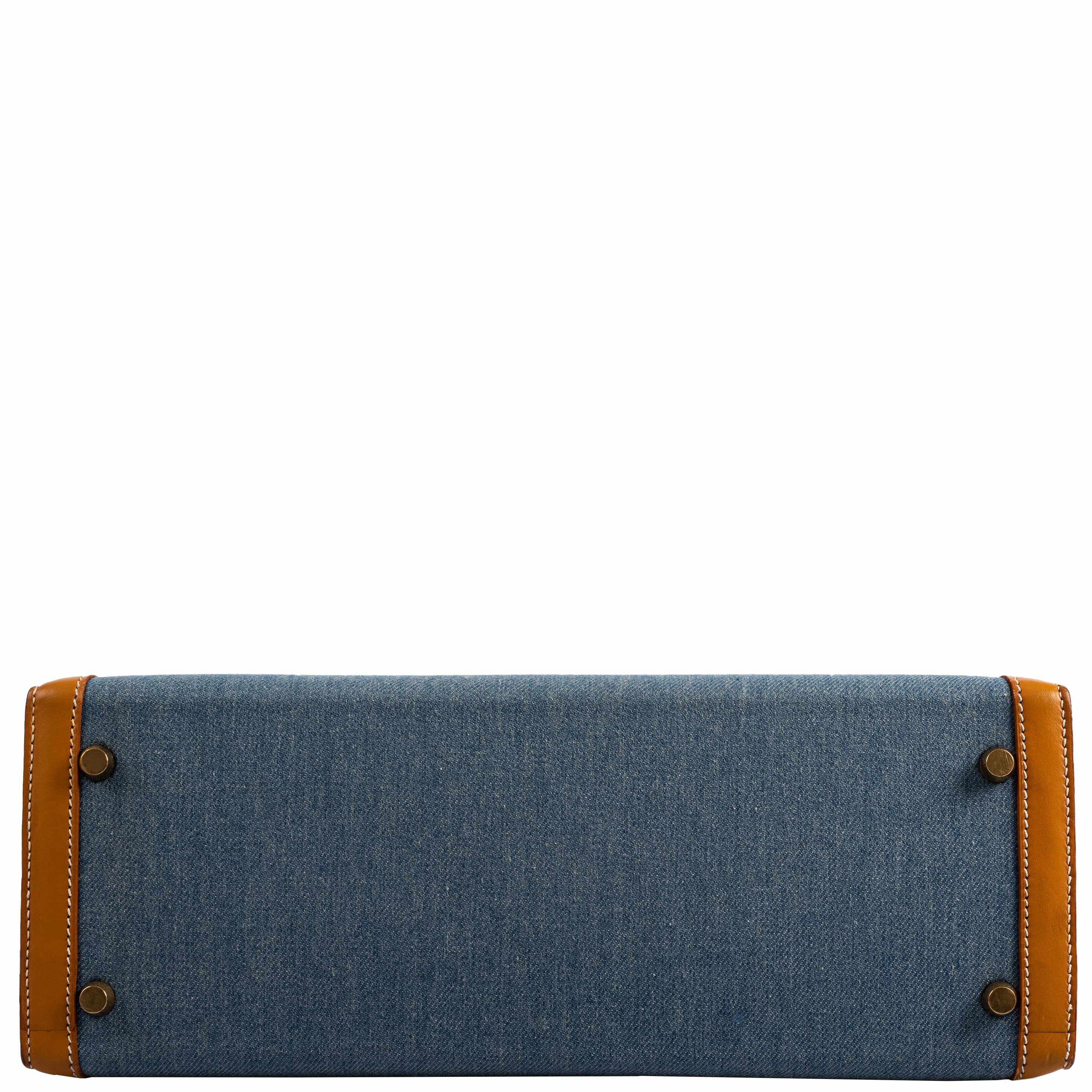 Hermès Kelly 32 Sellier Denim & Vache Naturelle Leather Gold Hardware - 1997