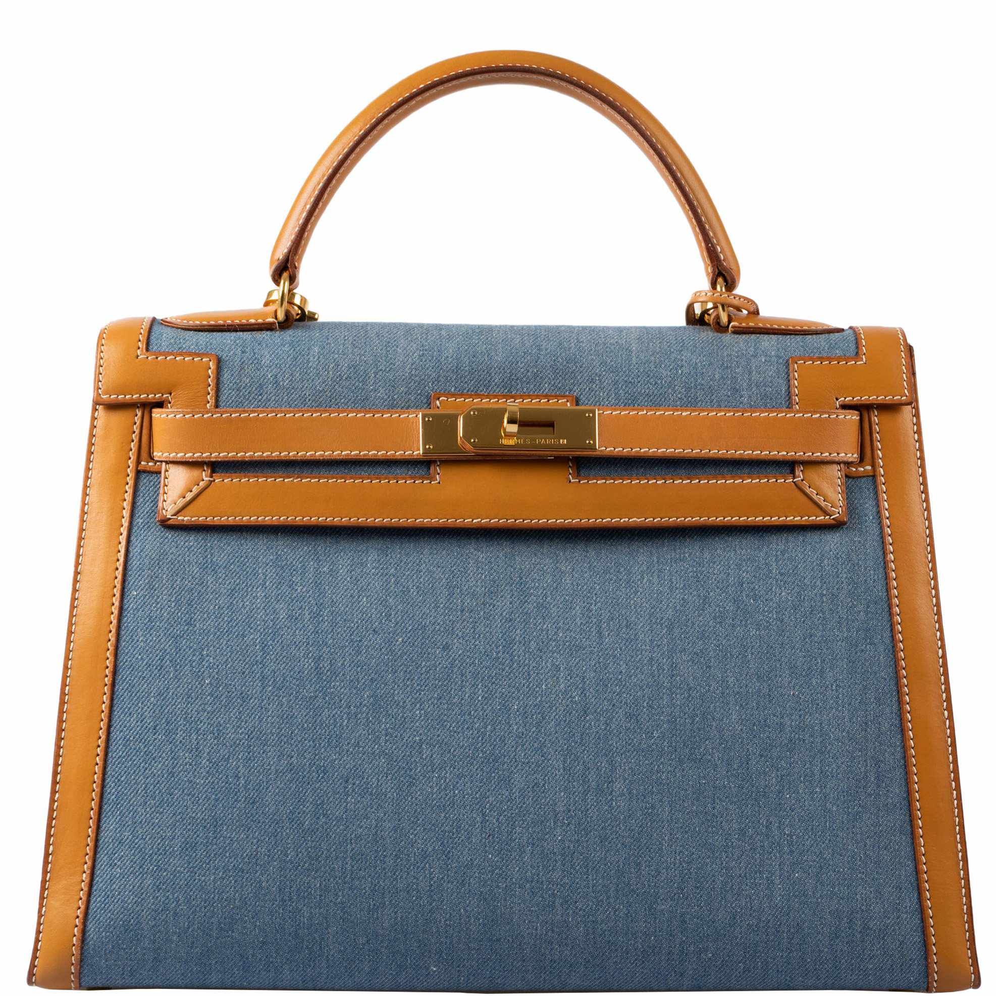 Hermes Kelly 25cm Bag Togo Calfskin Leather Gold Hardware, Blue