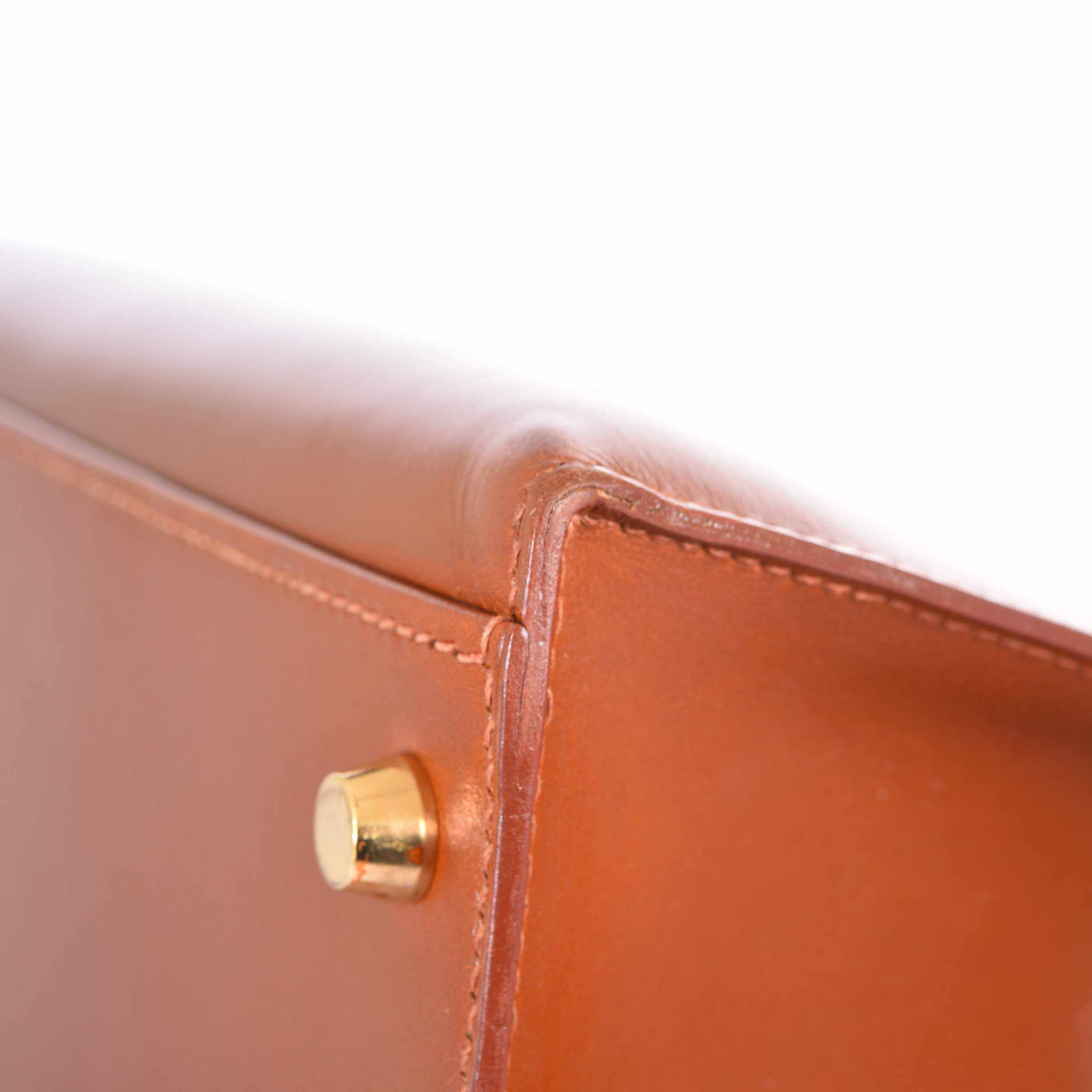 Hermès Kelly 32 Sellier Noisette Box Gold Hardware
