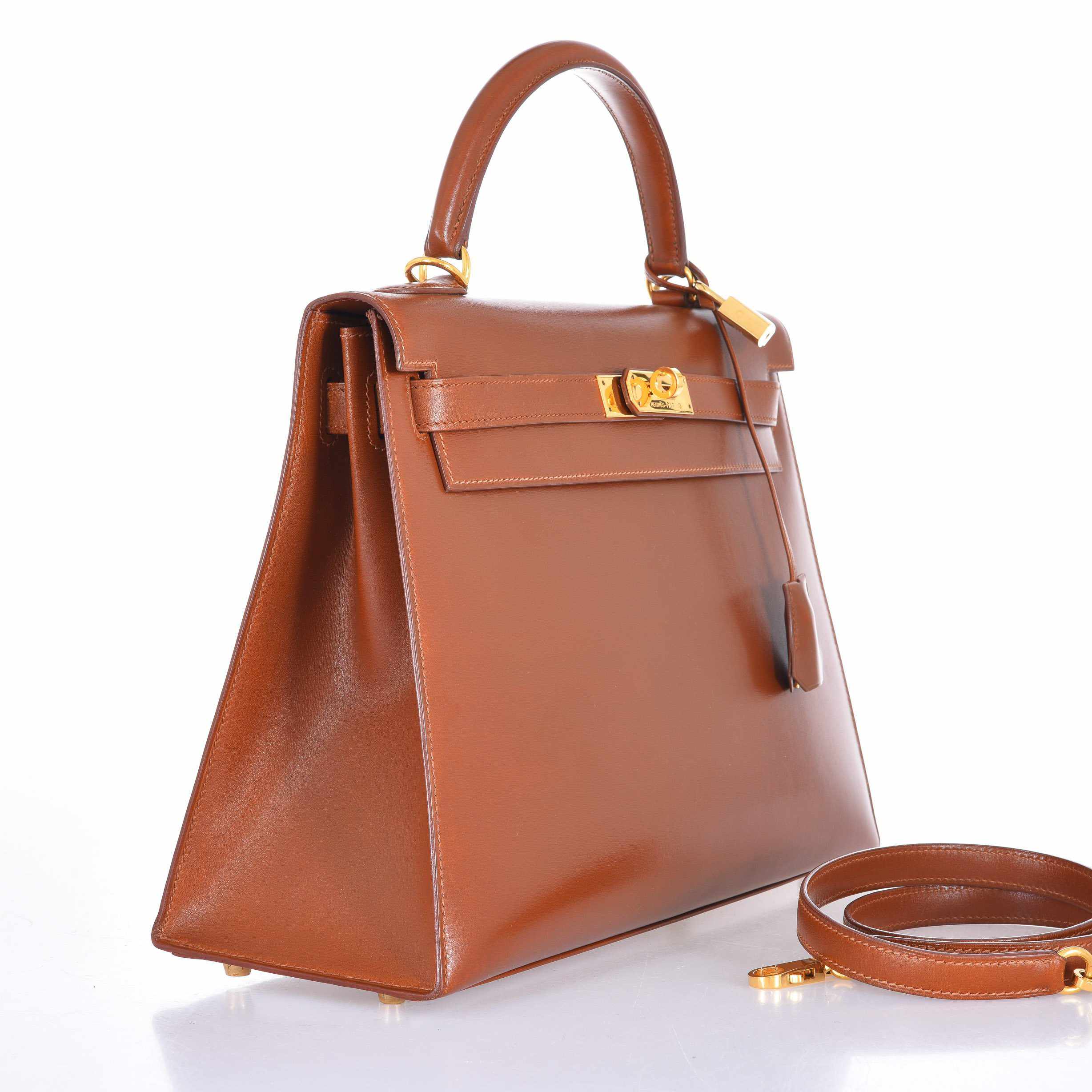 Hermès Kelly 32 Sellier Noisette Box Gold Hardware