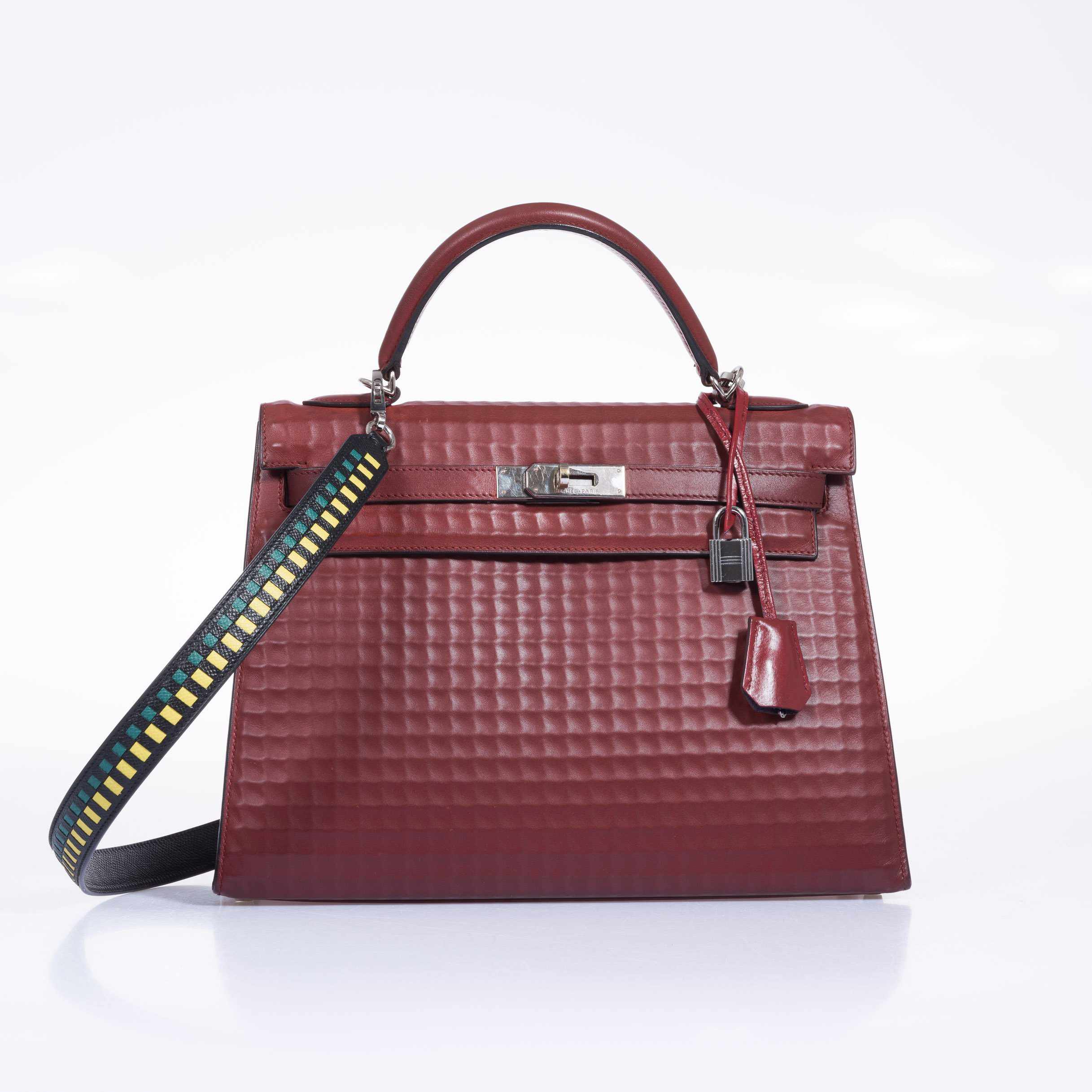 Hermès Kelly 32 Sellier Rouge H Waffle Palladium Hardware