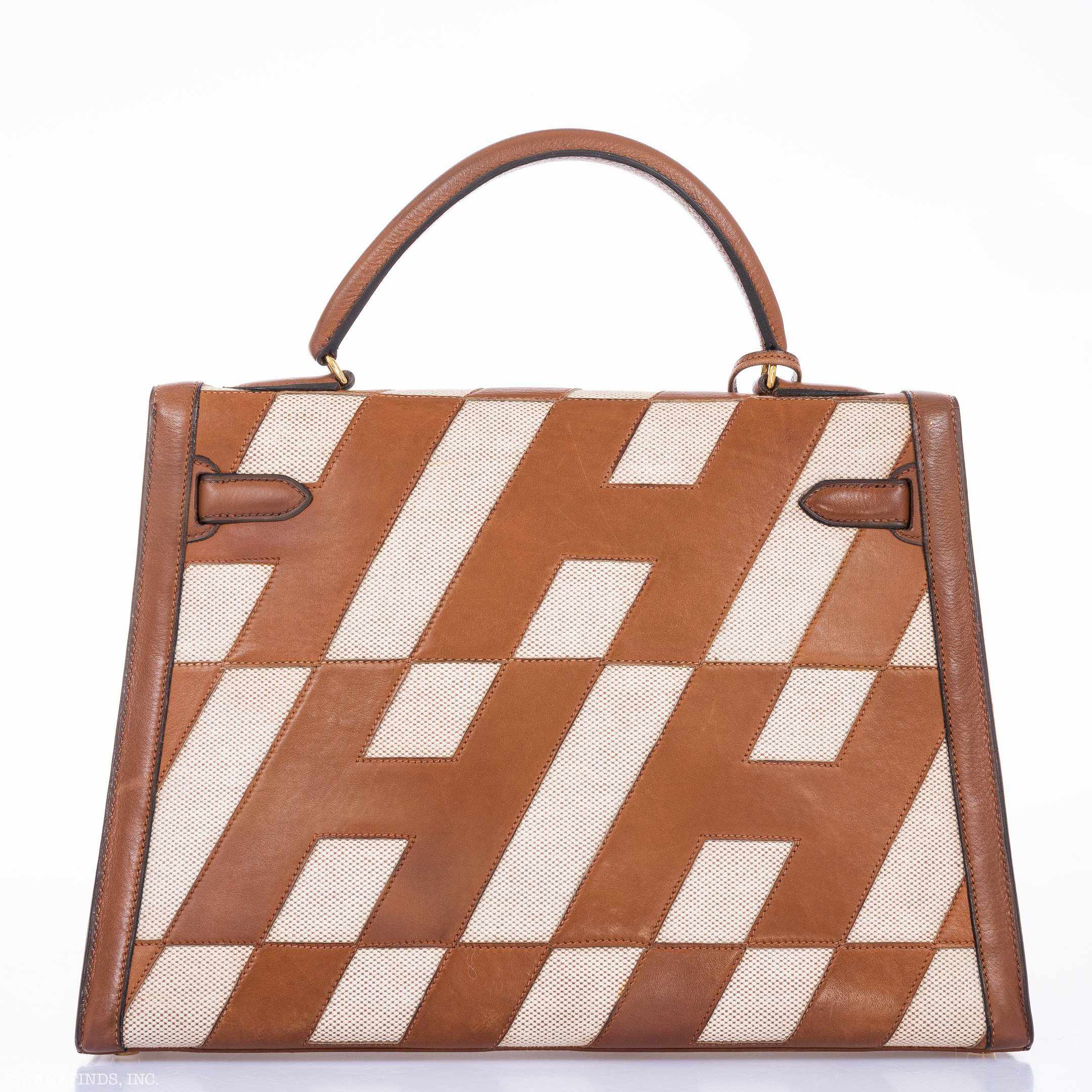 Hermès Kelly 32 Sellier "Ulysses" Gold Gulliver And Toile Gold Hardware