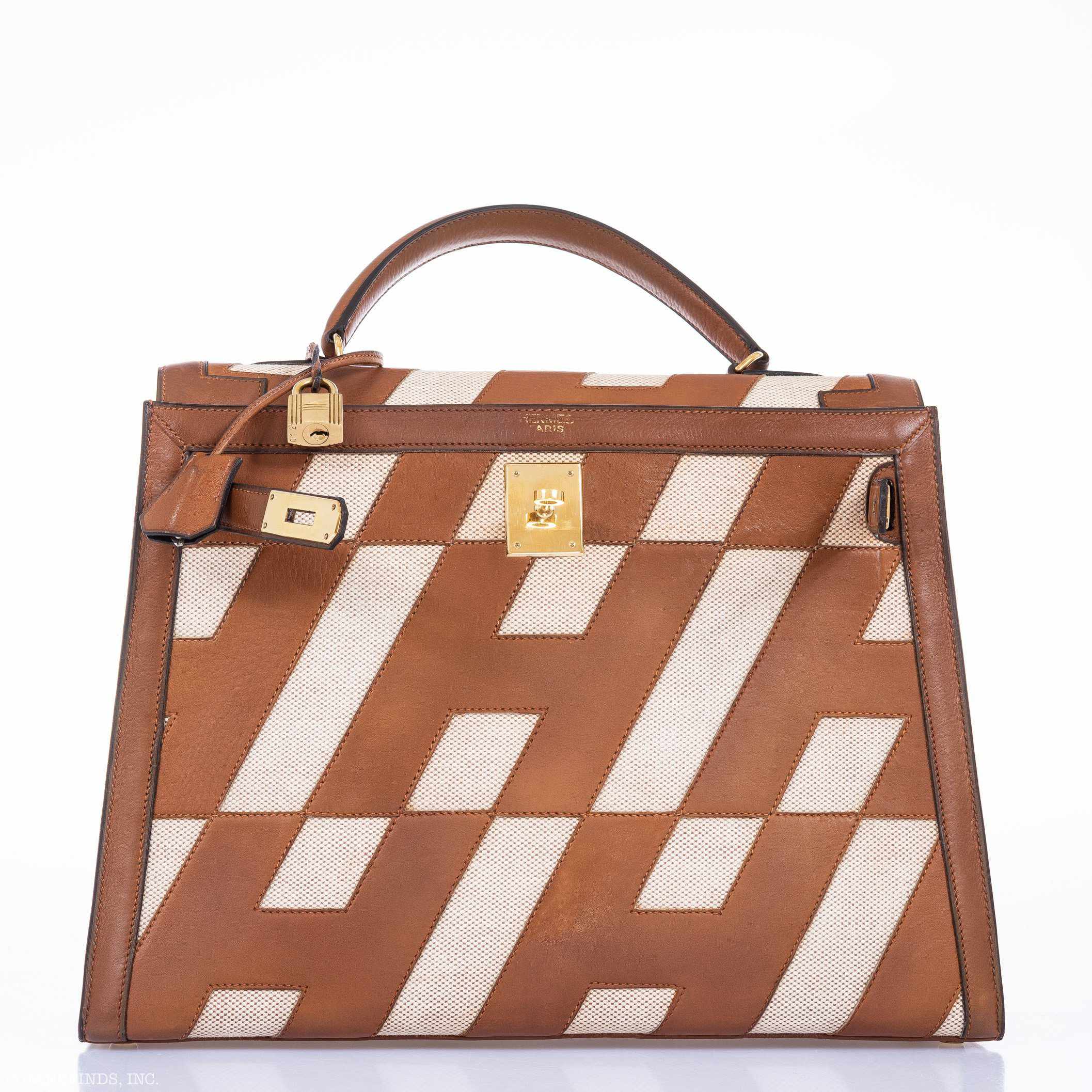 Hermès Kelly 32 Sellier "Ulysses" Gold Gulliver And Toile Gold Hardware