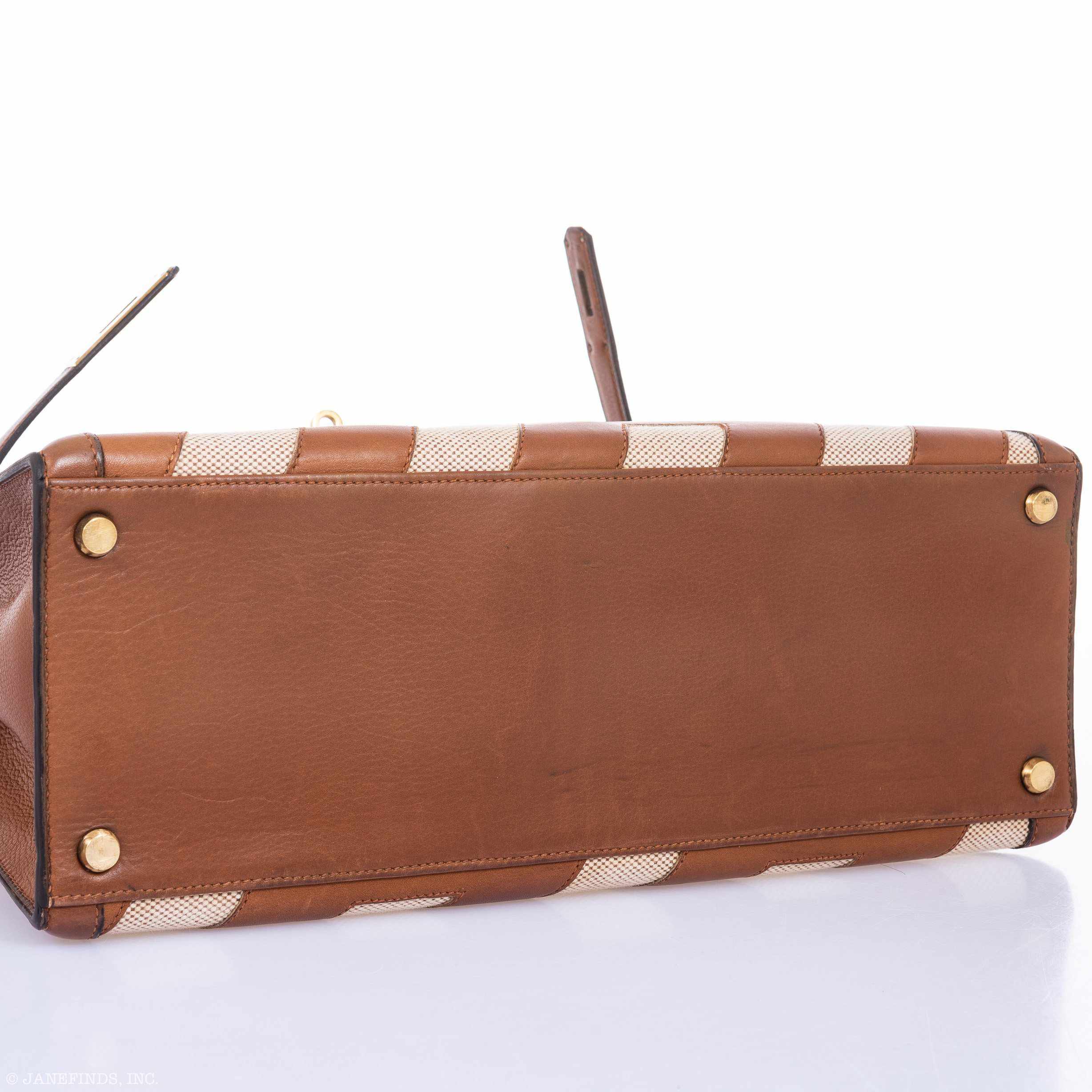 Hermès Kelly 32 Sellier "Ulysses" Gold Gulliver And Toile Gold Hardware