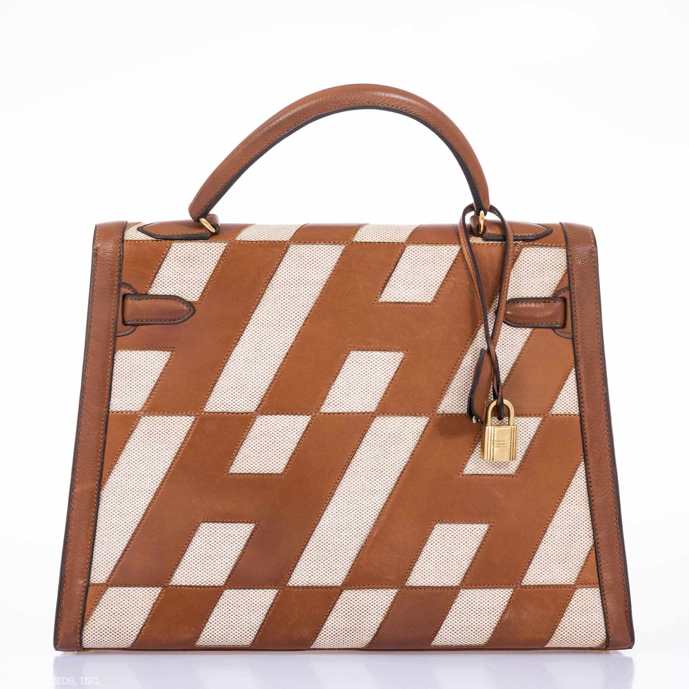 Hermès Kelly 32 Sellier "Ulysses" Gold Gulliver And Toile Gold Hardware