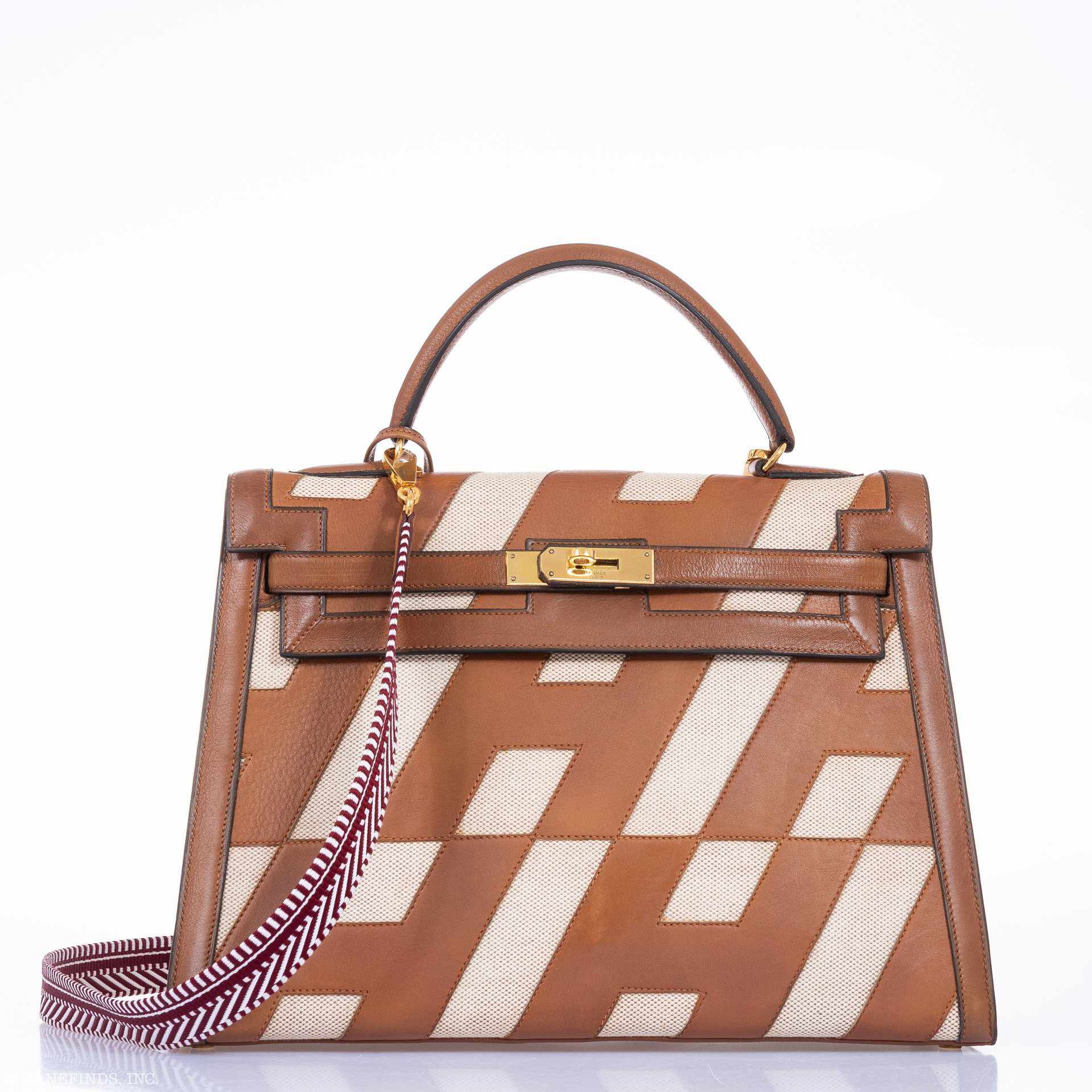 Hermès Kelly 32 Sellier "Ulysses" Gold Gulliver And Toile Gold Hardware