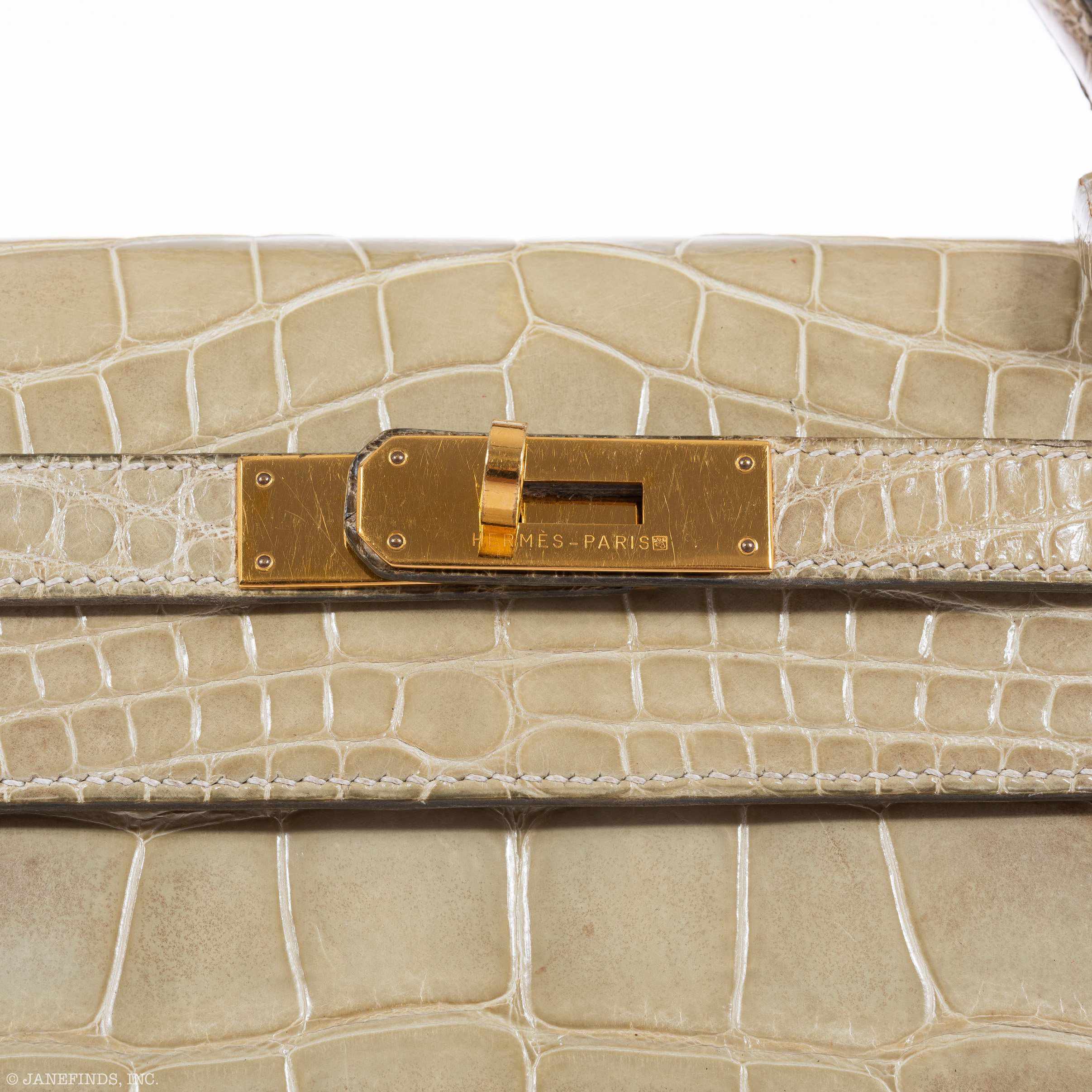 Hermès Kelly 32 Vert Celadon Natura Alligator Gold Hardware Pre-Himalayan