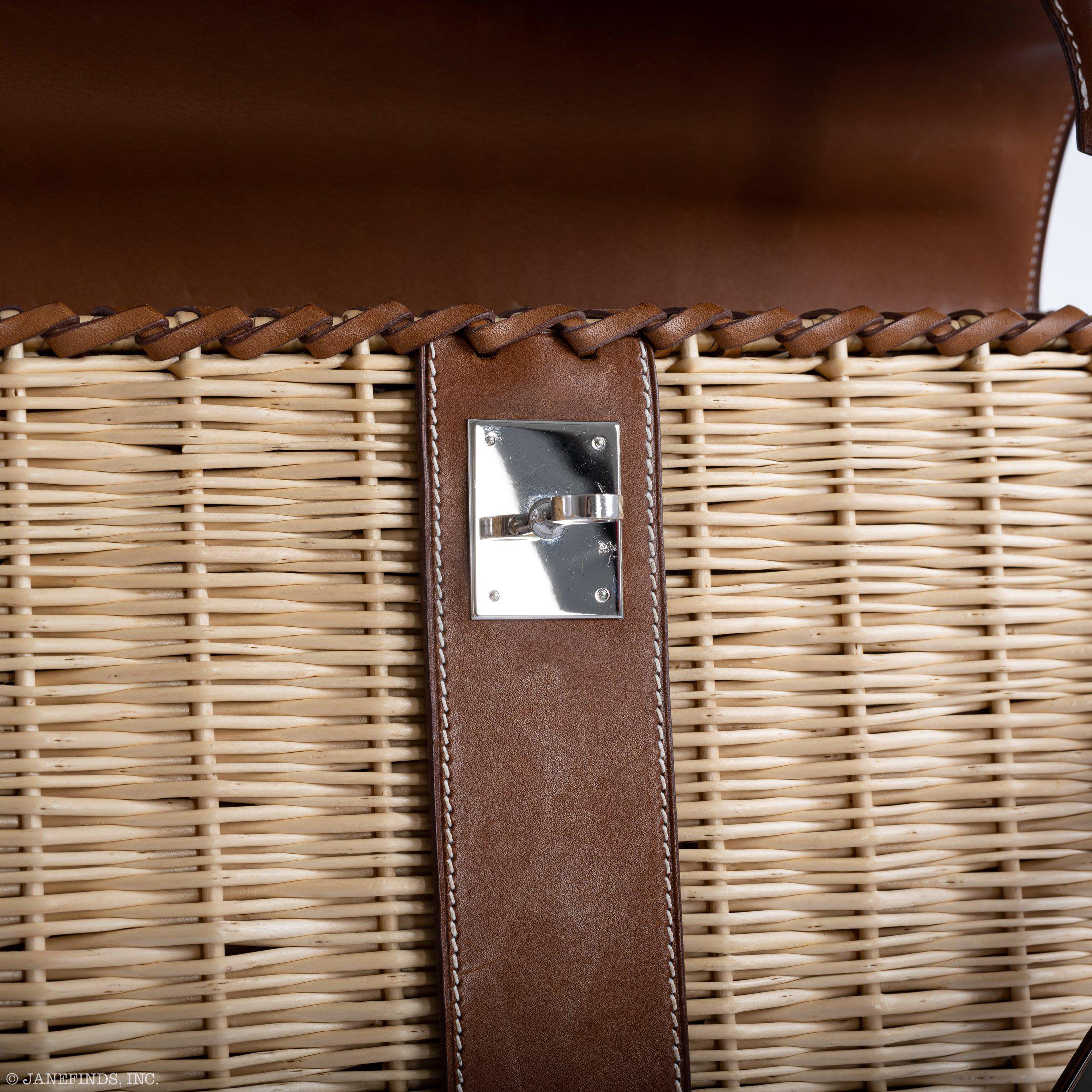 Hermès Kelly 35 Picnic Fauve Barenia Osier Wicker Palladium Hardware