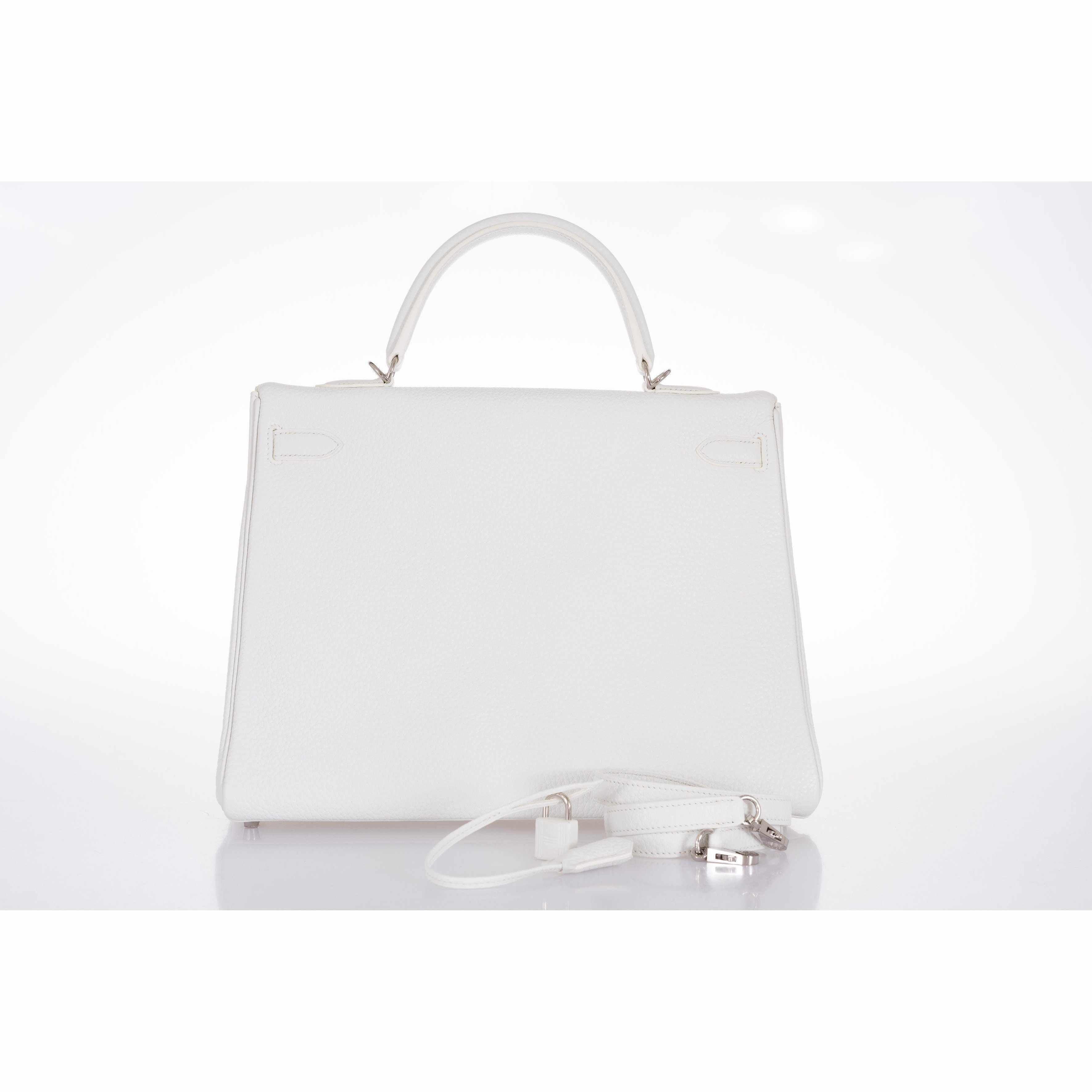 Hermès Kelly 35 Retourné Blanc Togo Palladium Hardware
