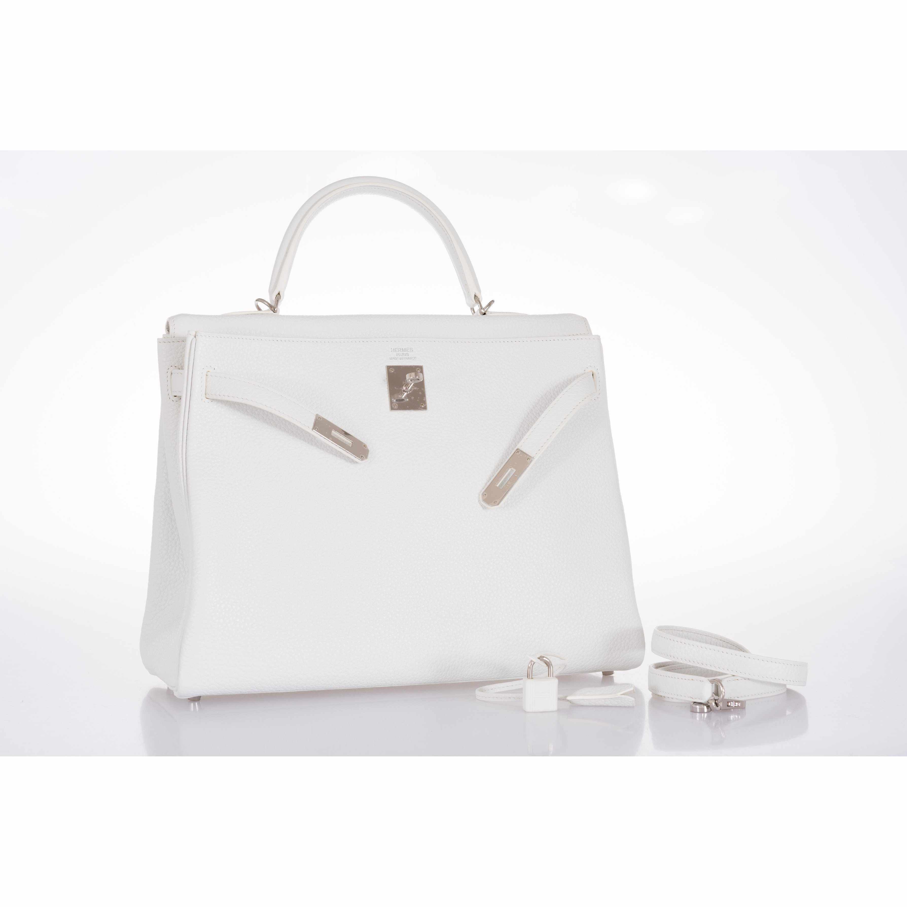 Hermès Kelly 35 Retourné Blanc Togo Palladium Hardware