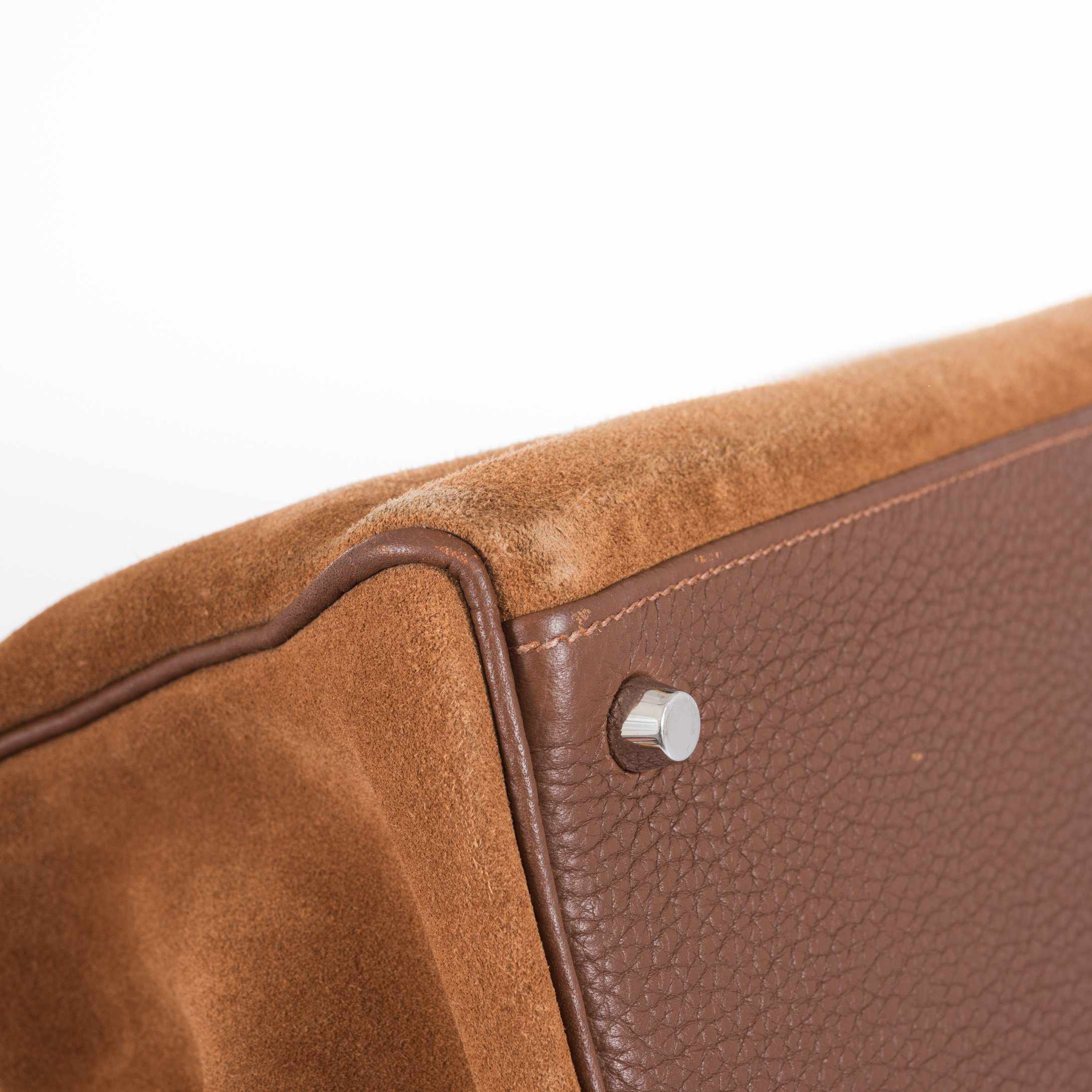 Hermès Kelly 35 Retourne Grizzly Fauve Veau Doblis and Gold Togo Palladium Hardware