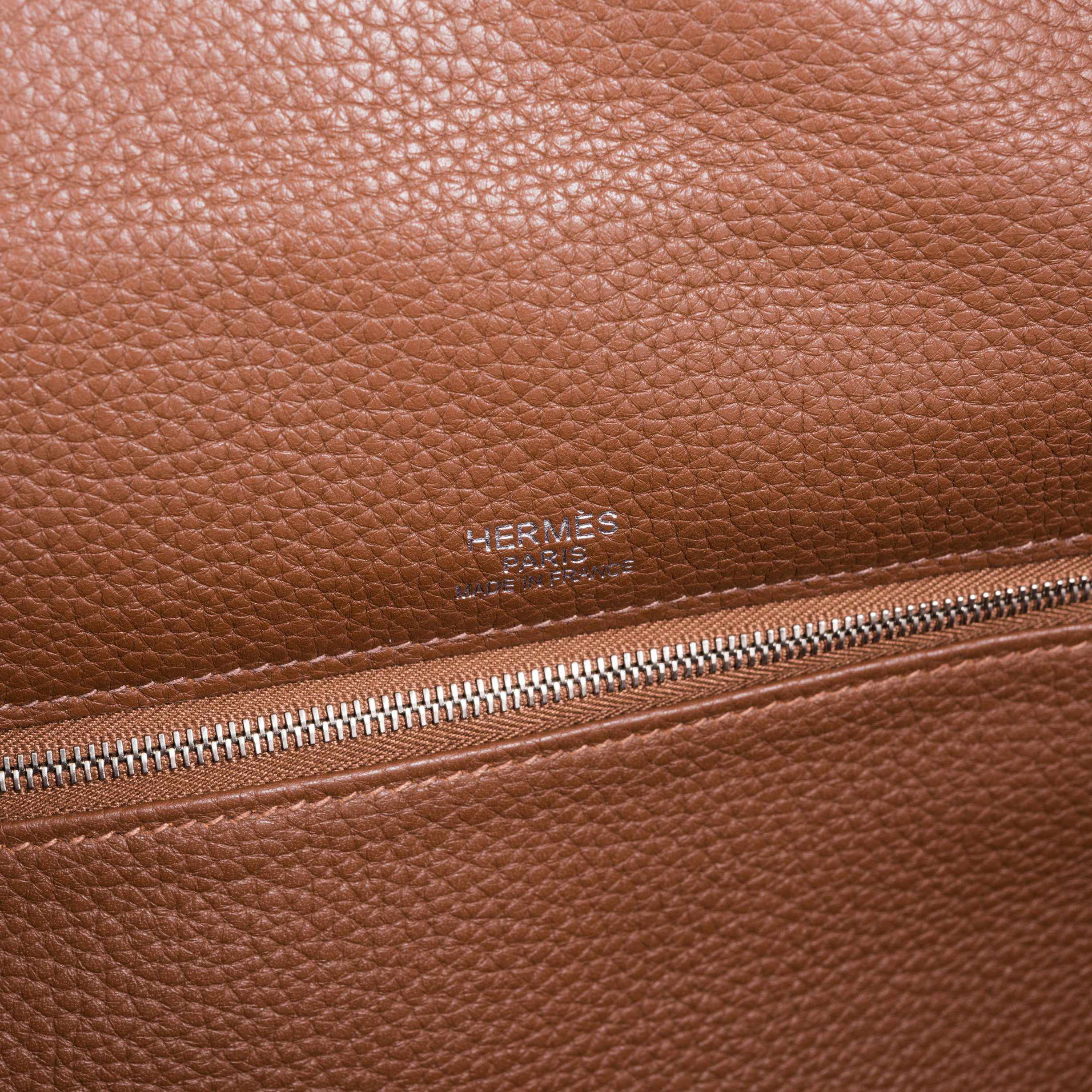 Hermès Kelly 35 Retourne Grizzly Fauve Veau Doblis and Gold Togo Palladium Hardware