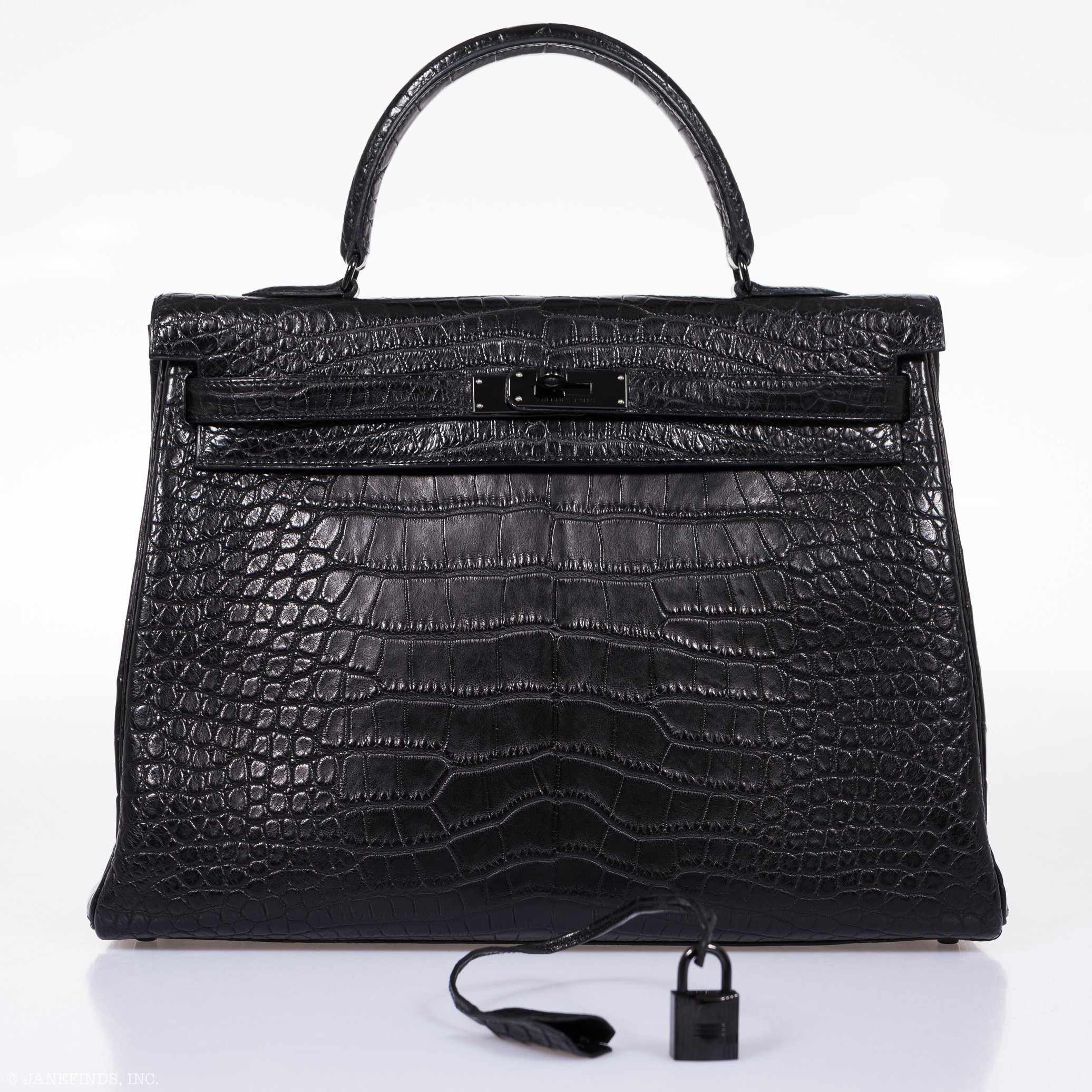Hermès Kelly 35 SO Black Matte Alligator Black Hardware - Rare