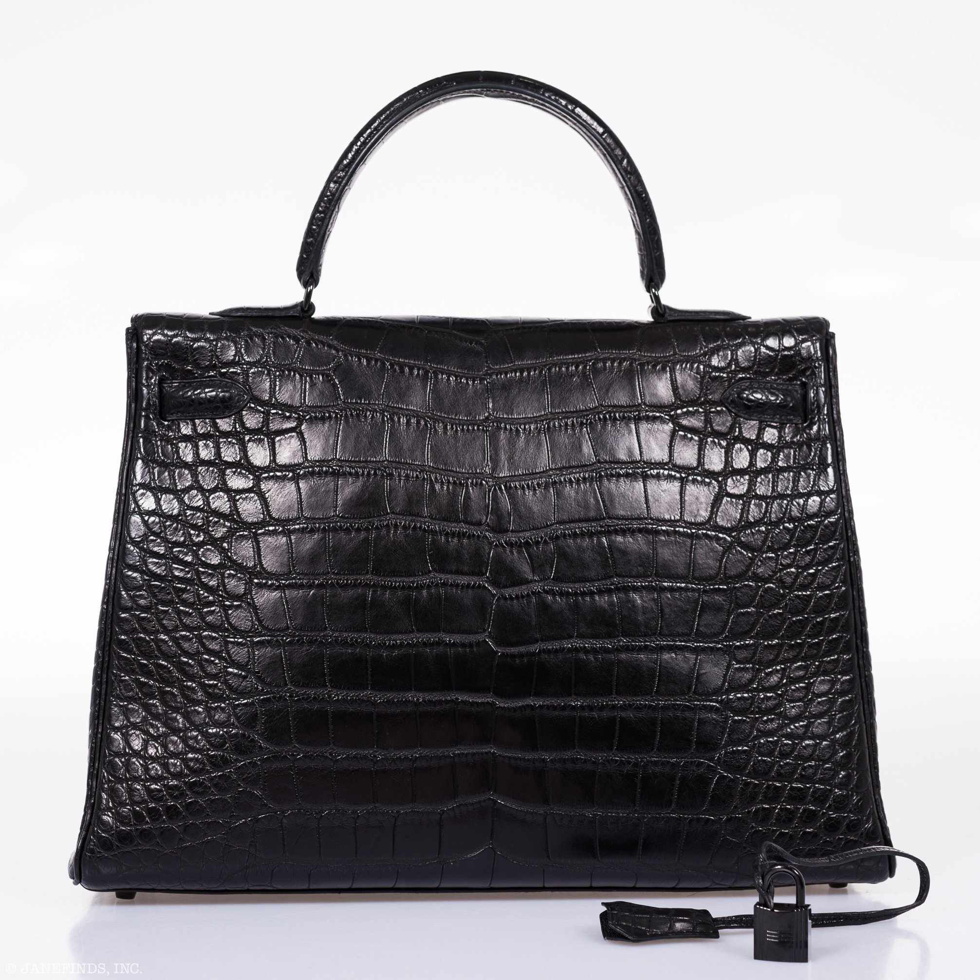 Hermès Kelly 35 SO Black Matte Alligator Black Hardware - Rare