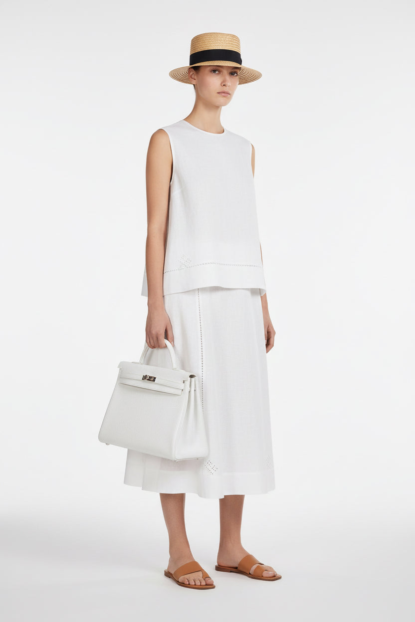 Hermès Kelly 35 White Togo Palladium Hardware