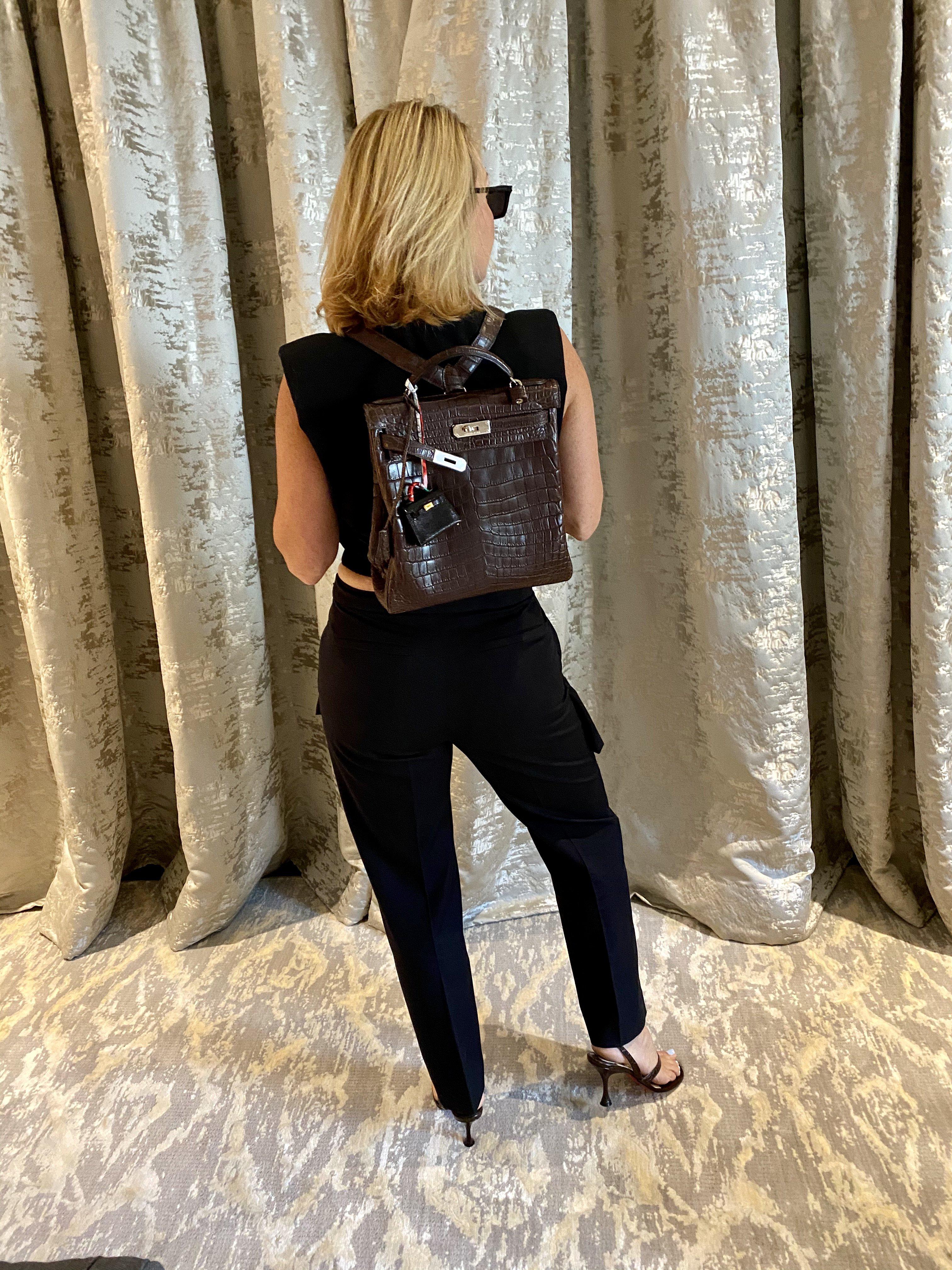 Hermès Kelly Ado 27 Matte Havane Nilo Crocodile with Palladium Hardware - 2001, E Square