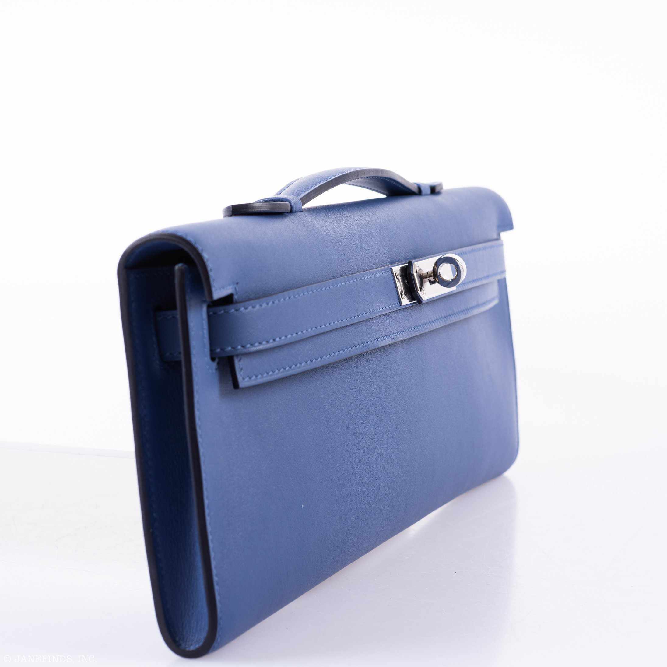Hermès Kelly Cut Blue Brighton Swift Palladium Hardware