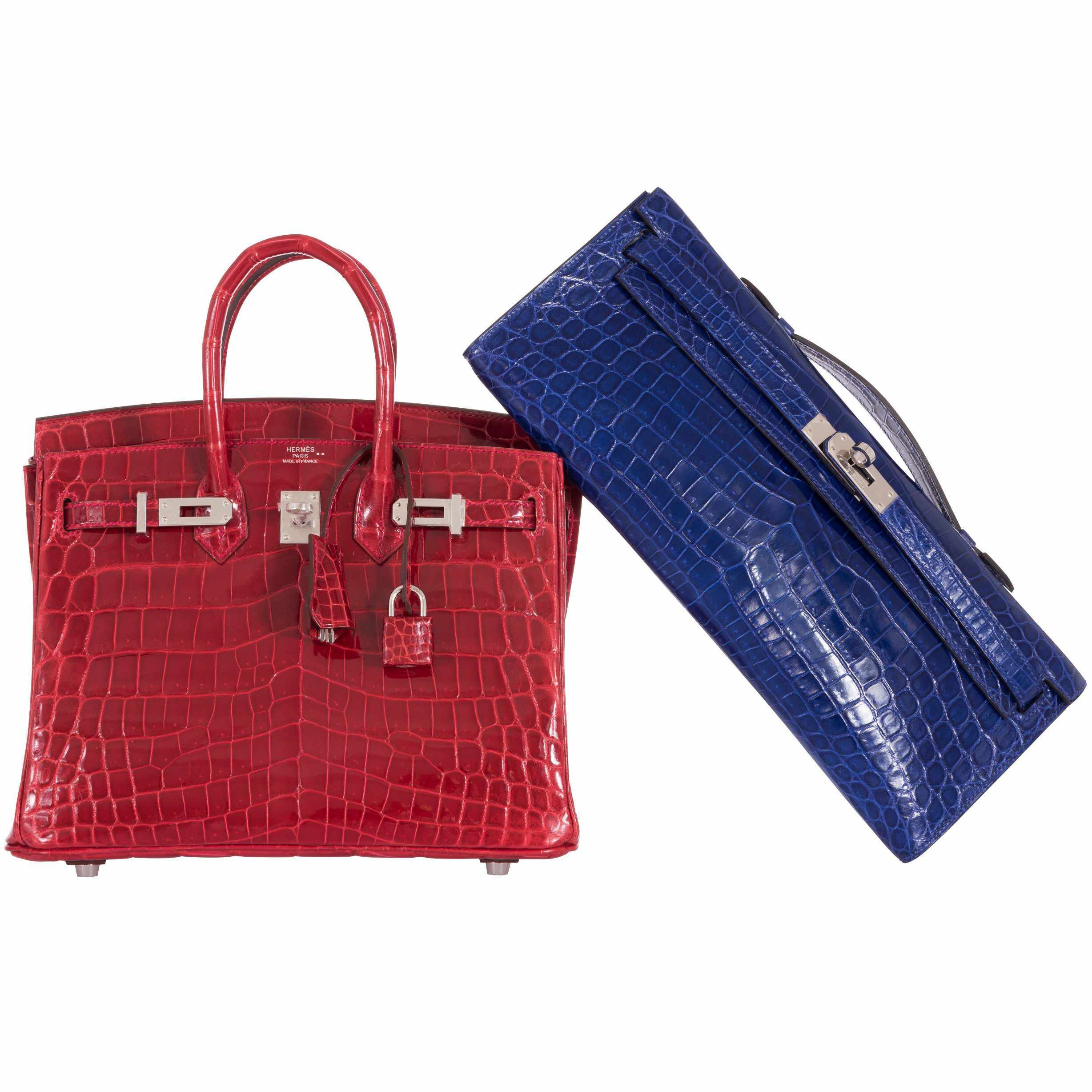 Hermès Kelly Cut Blue Electric Nilo Crocodile Palladium Hardware