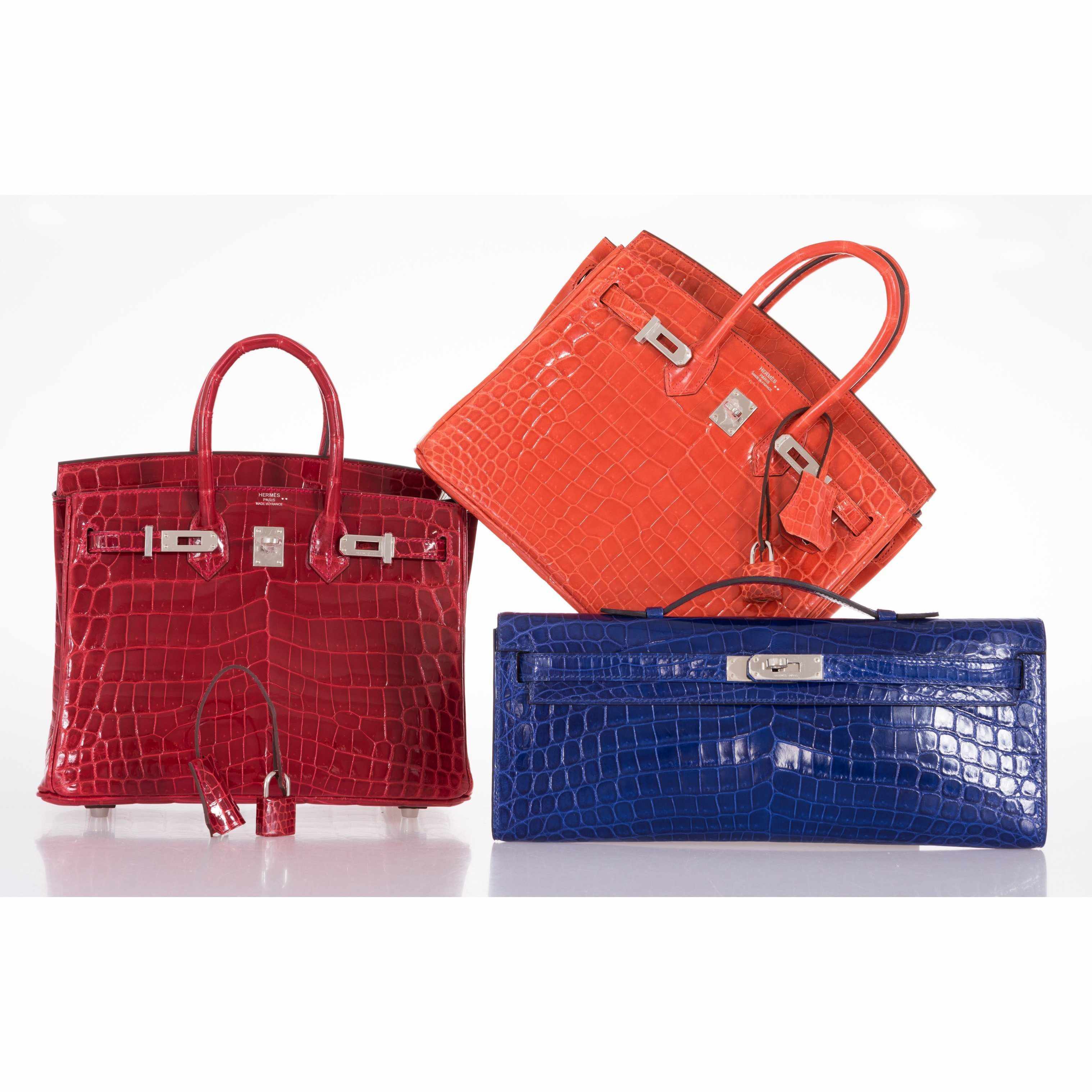 Hermès Kelly Cut Blue Electric Nilo Crocodile Palladium Hardware