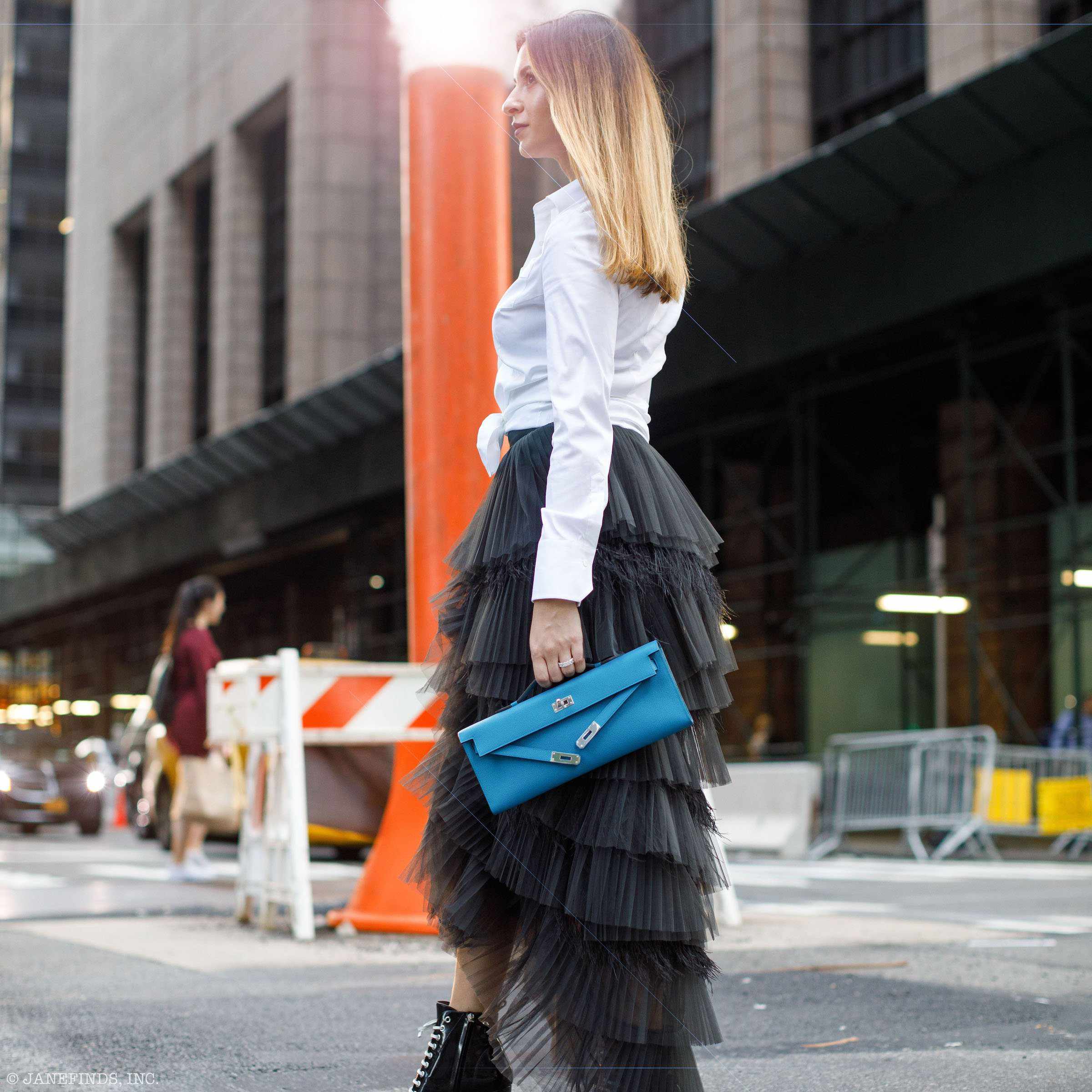 Hermès Kelly Cut Blue Izmir Epsom Palladium Hardware