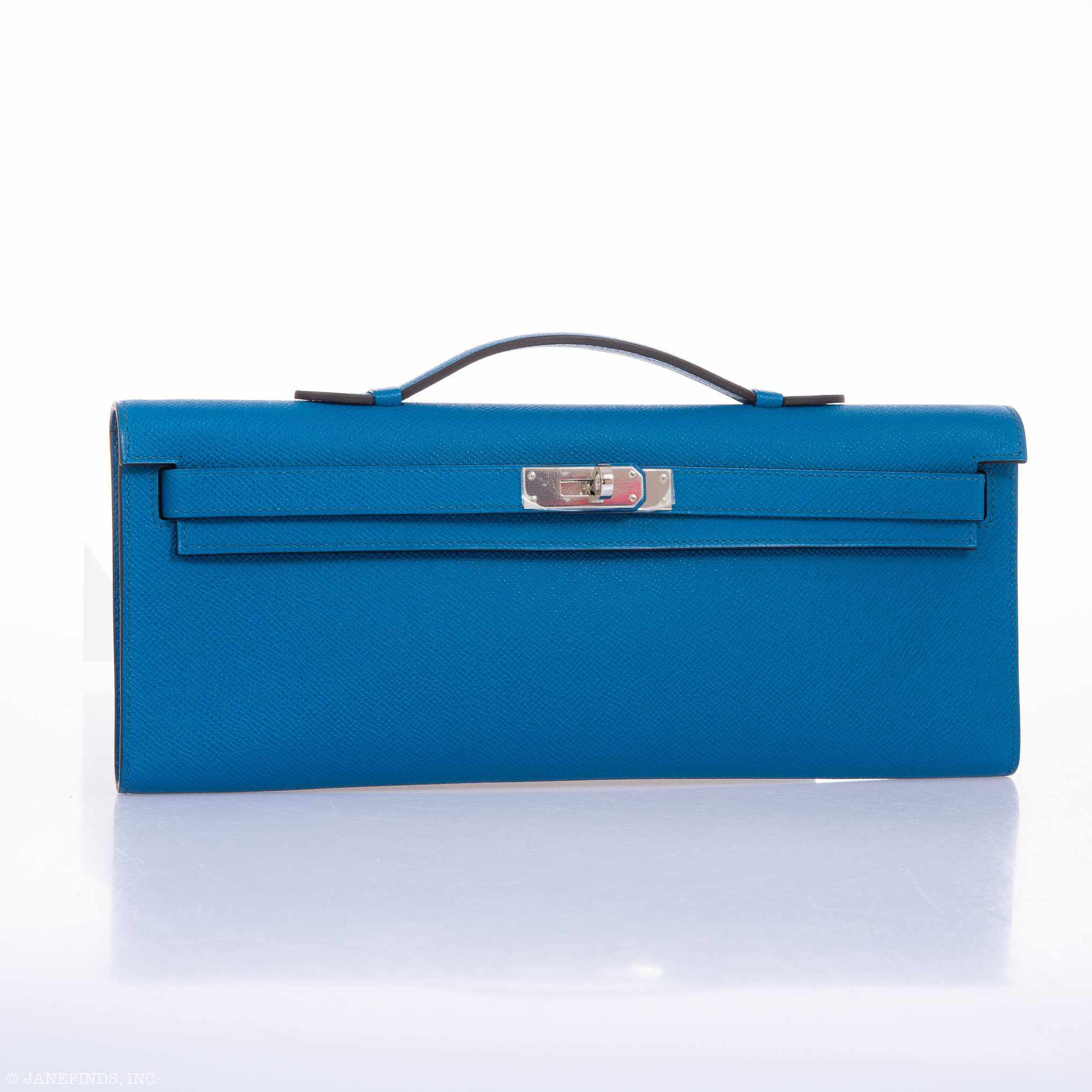 Hermès Kelly Cut Blue Izmir Epsom Palladium Hardware