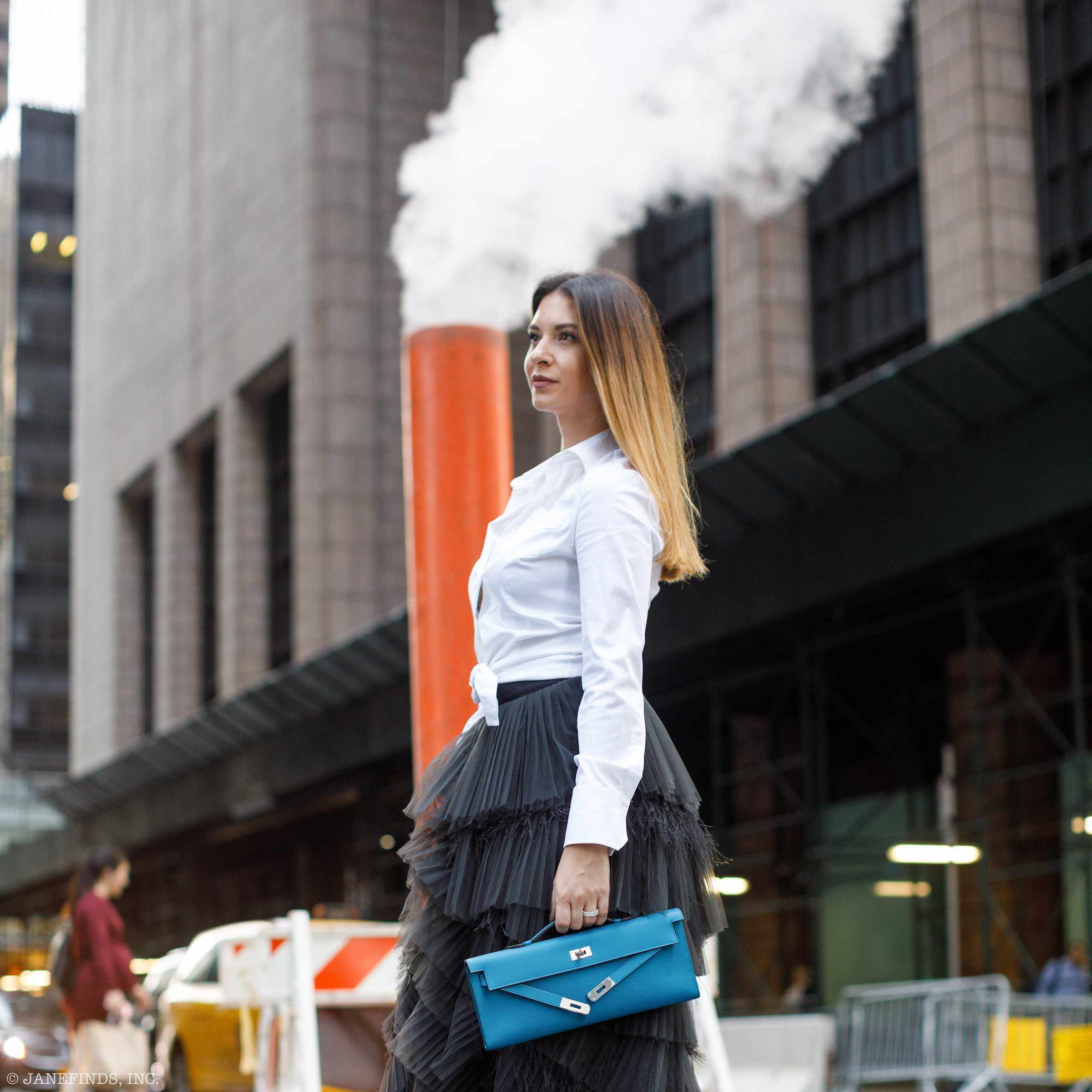 Hermès Kelly Cut Blue Izmir Epsom Palladium Hardware