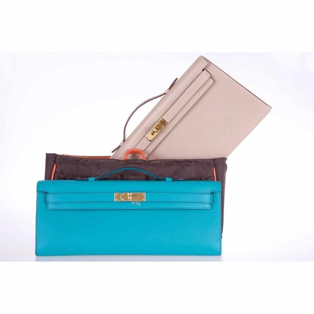 Hermès Kelly Cut Blue Paon Swift Gold Hardware