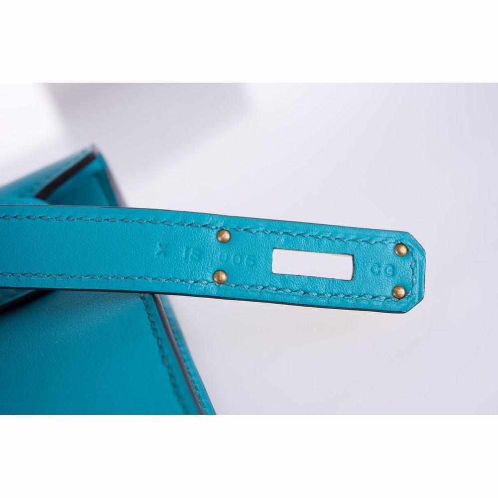 Hermès Kelly Cut Blue Paon Swift Gold Hardware