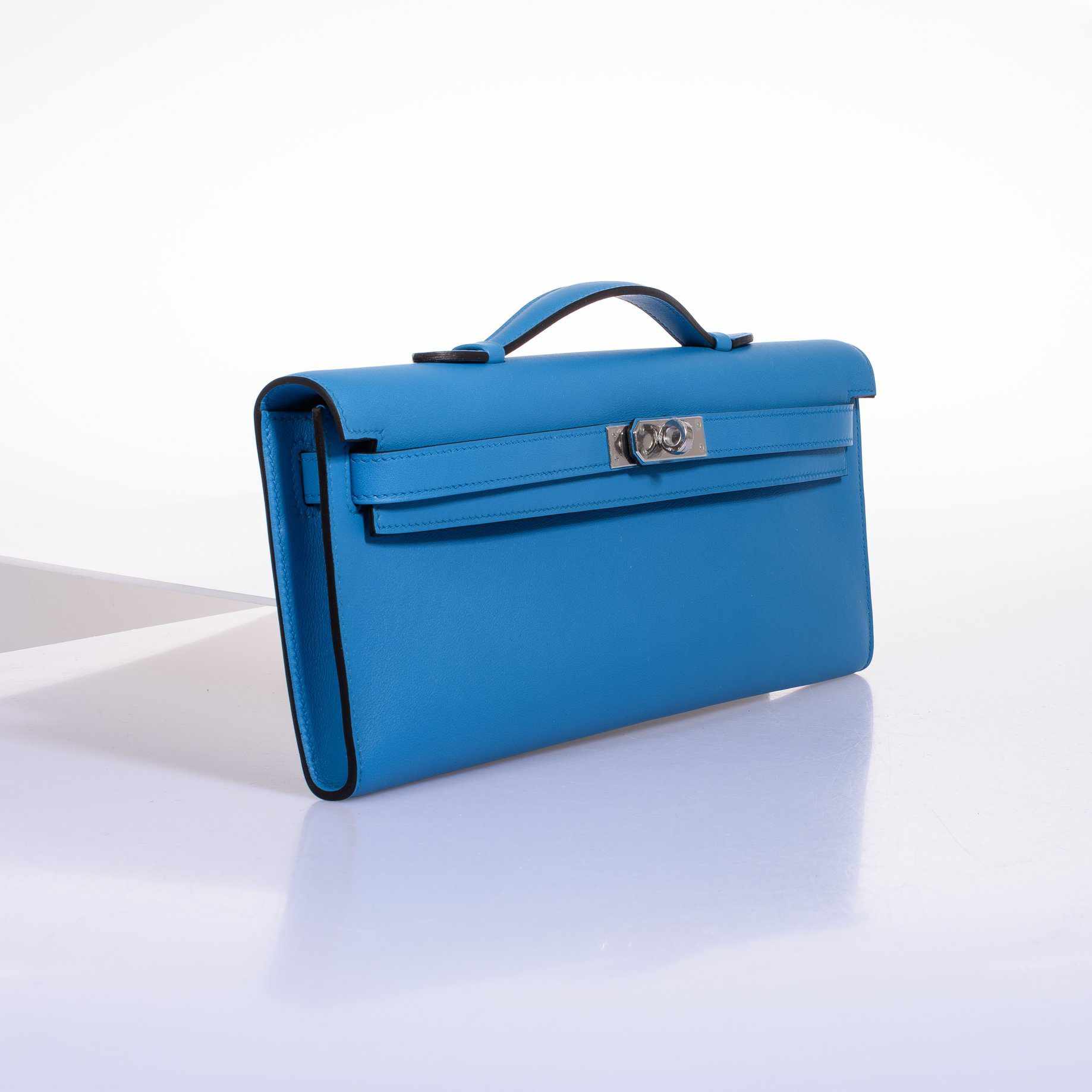 Hermès Kelly Cut Blue Zanzibar Swift Palladium Hardware