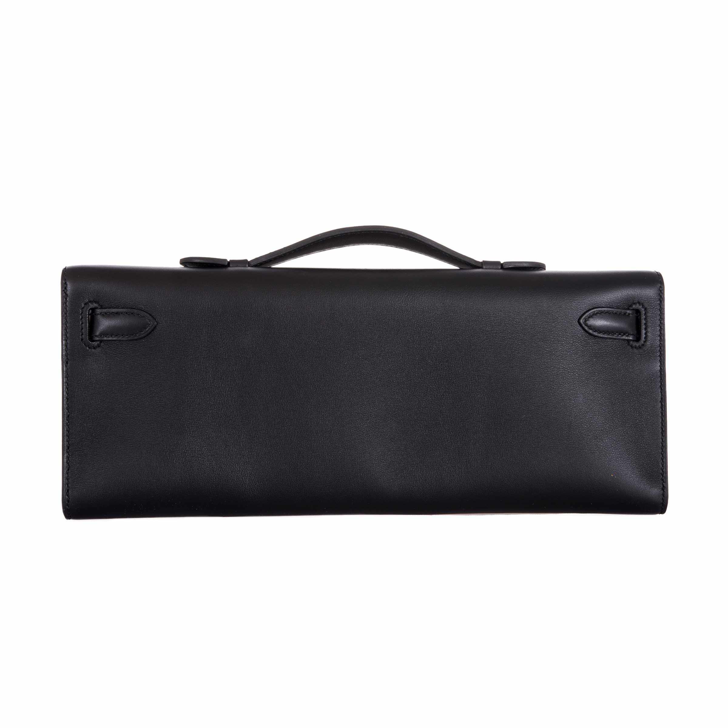 Hermès Kelly Cut Clutch Black Swift leather Gold Hardware