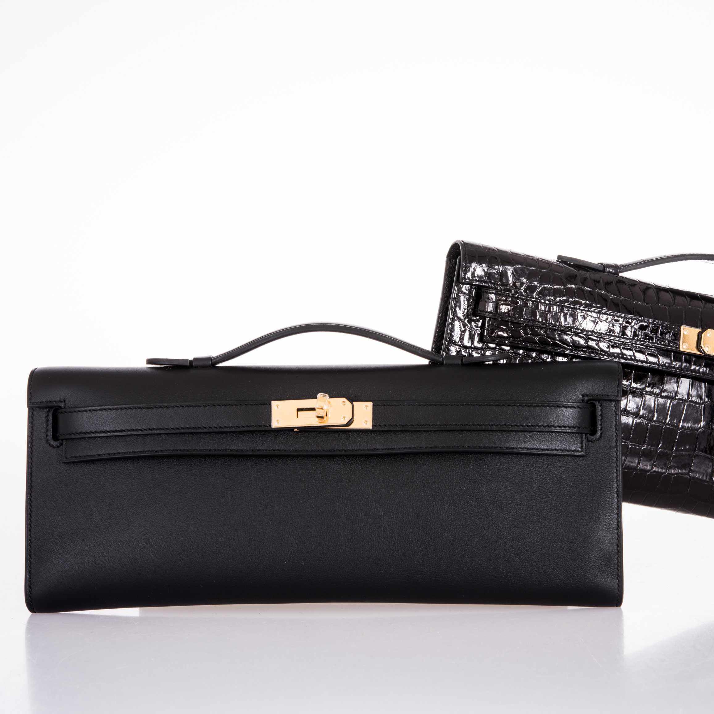 Hermès Kelly Cut Clutch Black Swift leather Gold Hardware