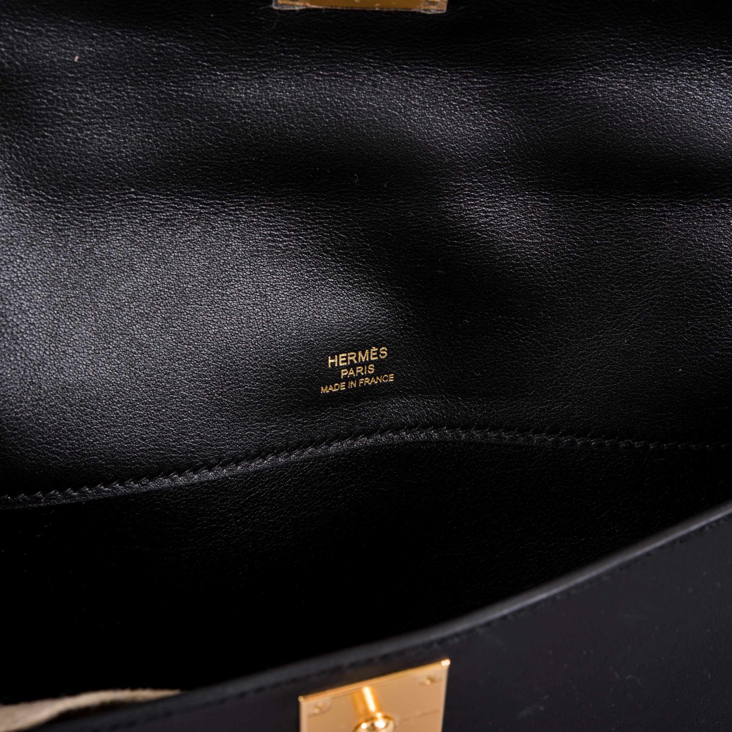 Hermès Kelly Cut Clutch Black Swift leather Gold Hardware