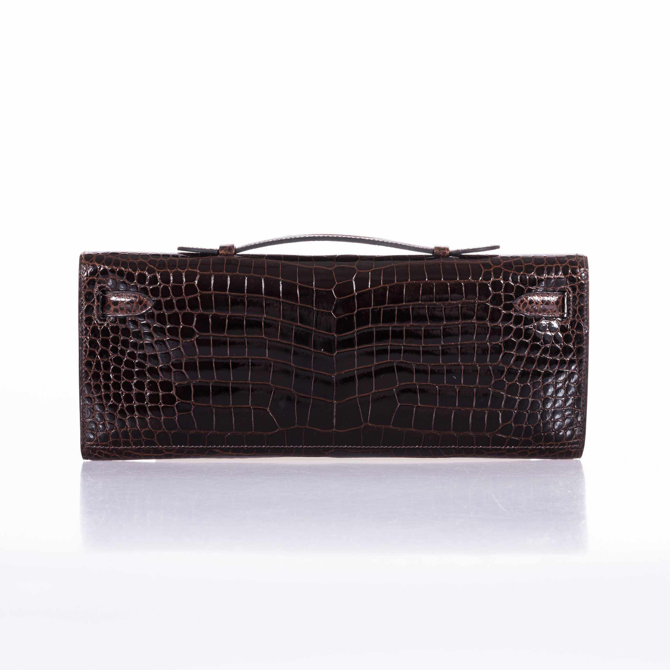 Hermès Kelly Cut Cocoan Alligator Porosus Crocodile Palladium Hardware