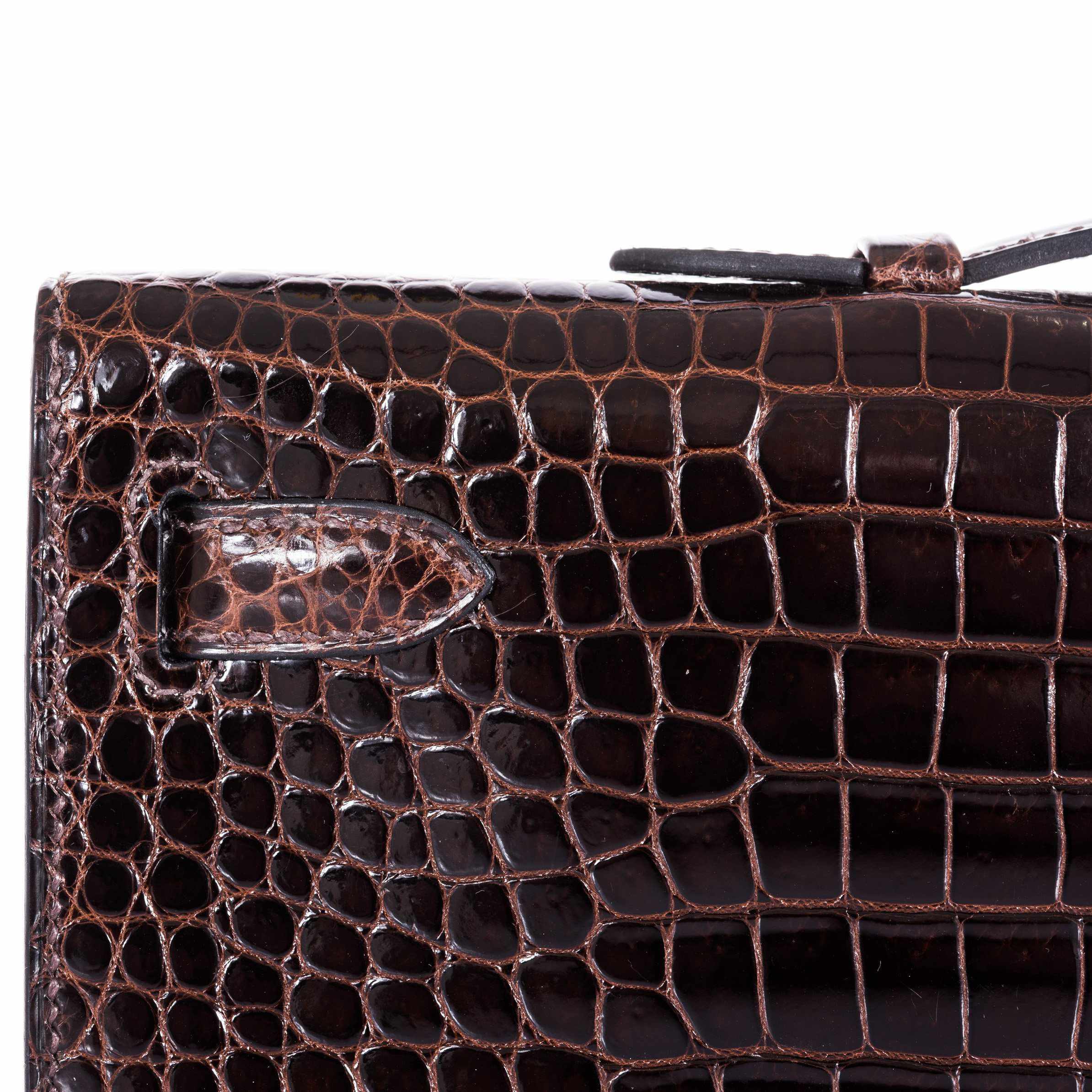 Hermès Kelly Cut Cocoan Alligator Porosus Crocodile Palladium Hardware