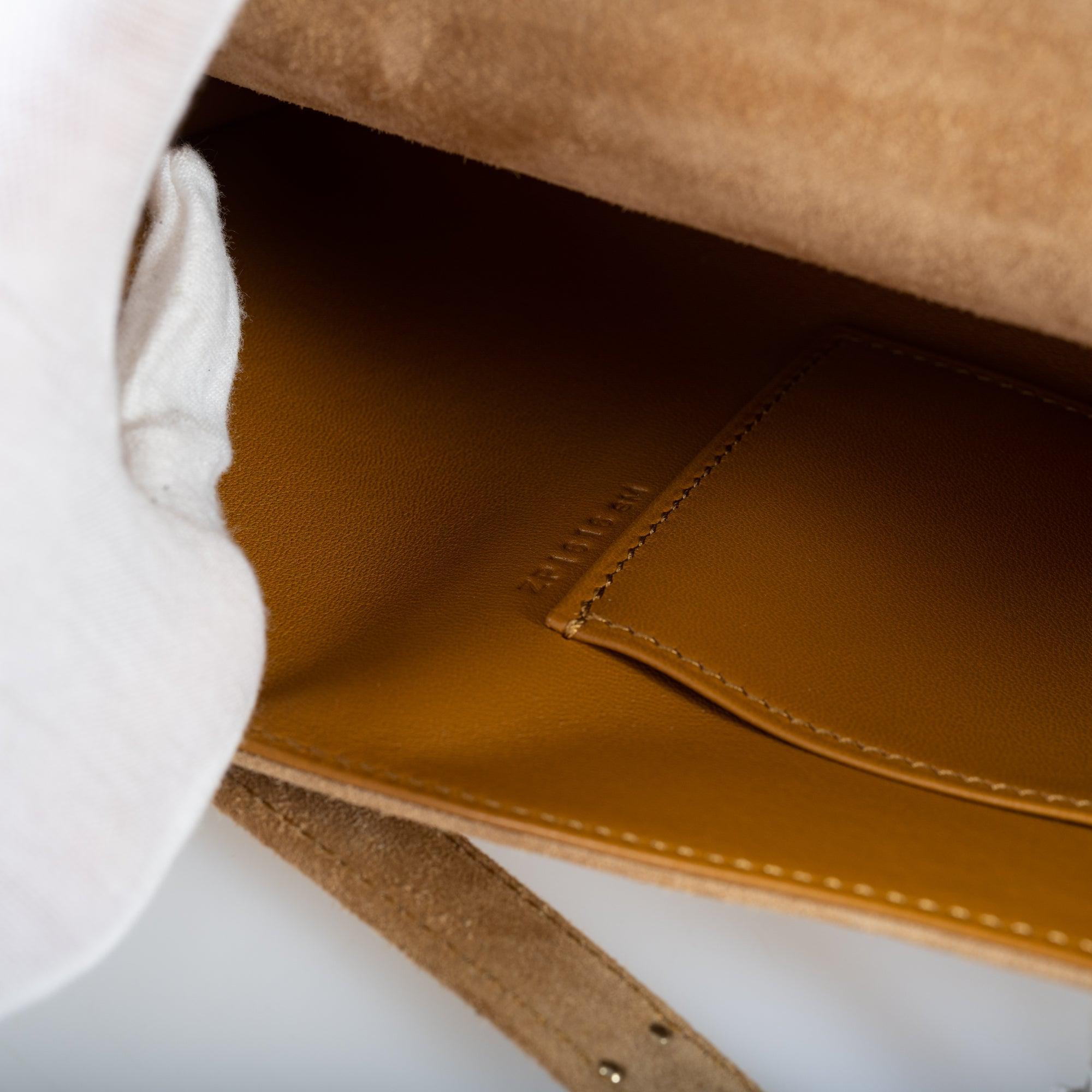 Hermès Kelly Cut Ocre Doblis Suede Palladium Hardware