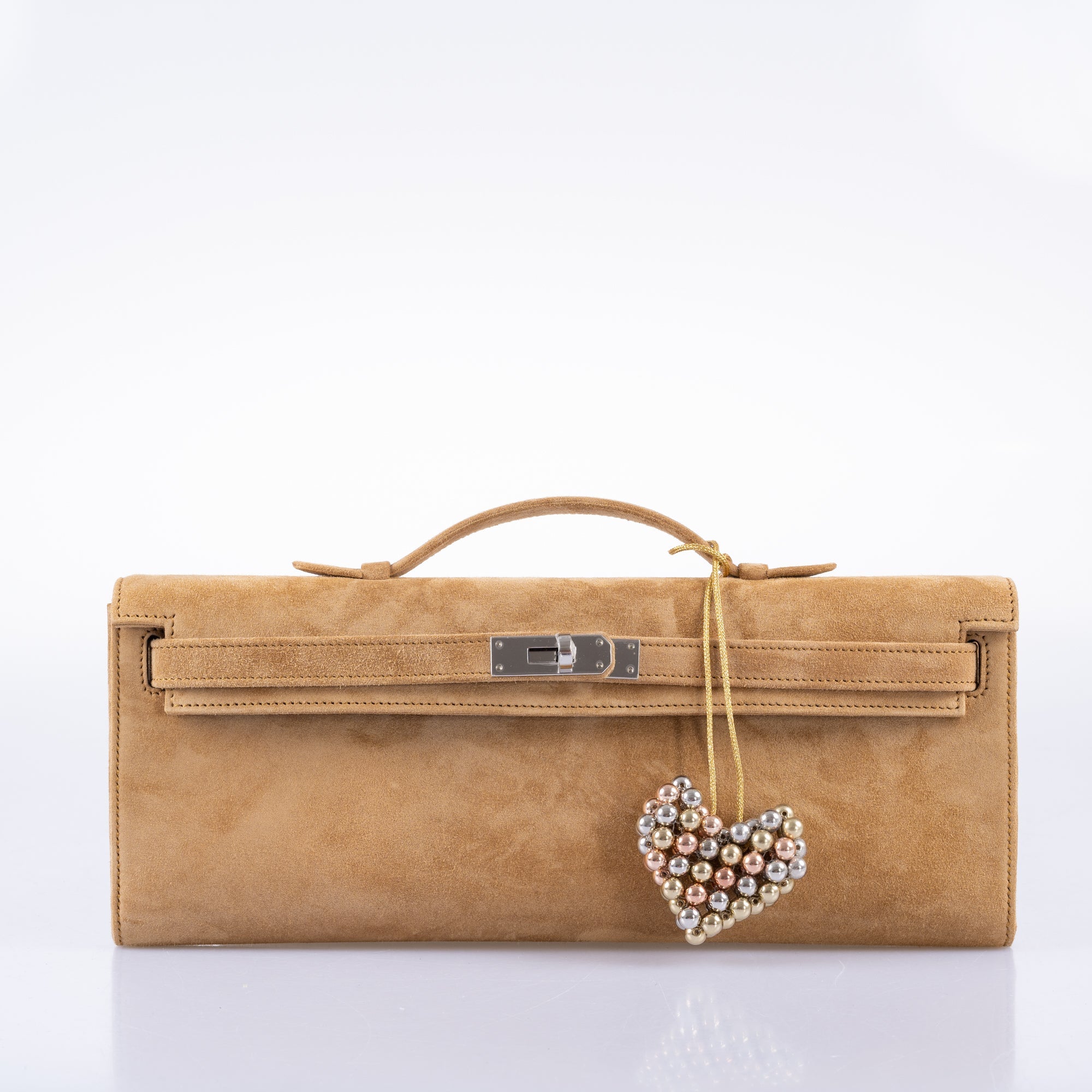 Hermès Kelly Cut Ocre Doblis Suede with Palladium Hardware