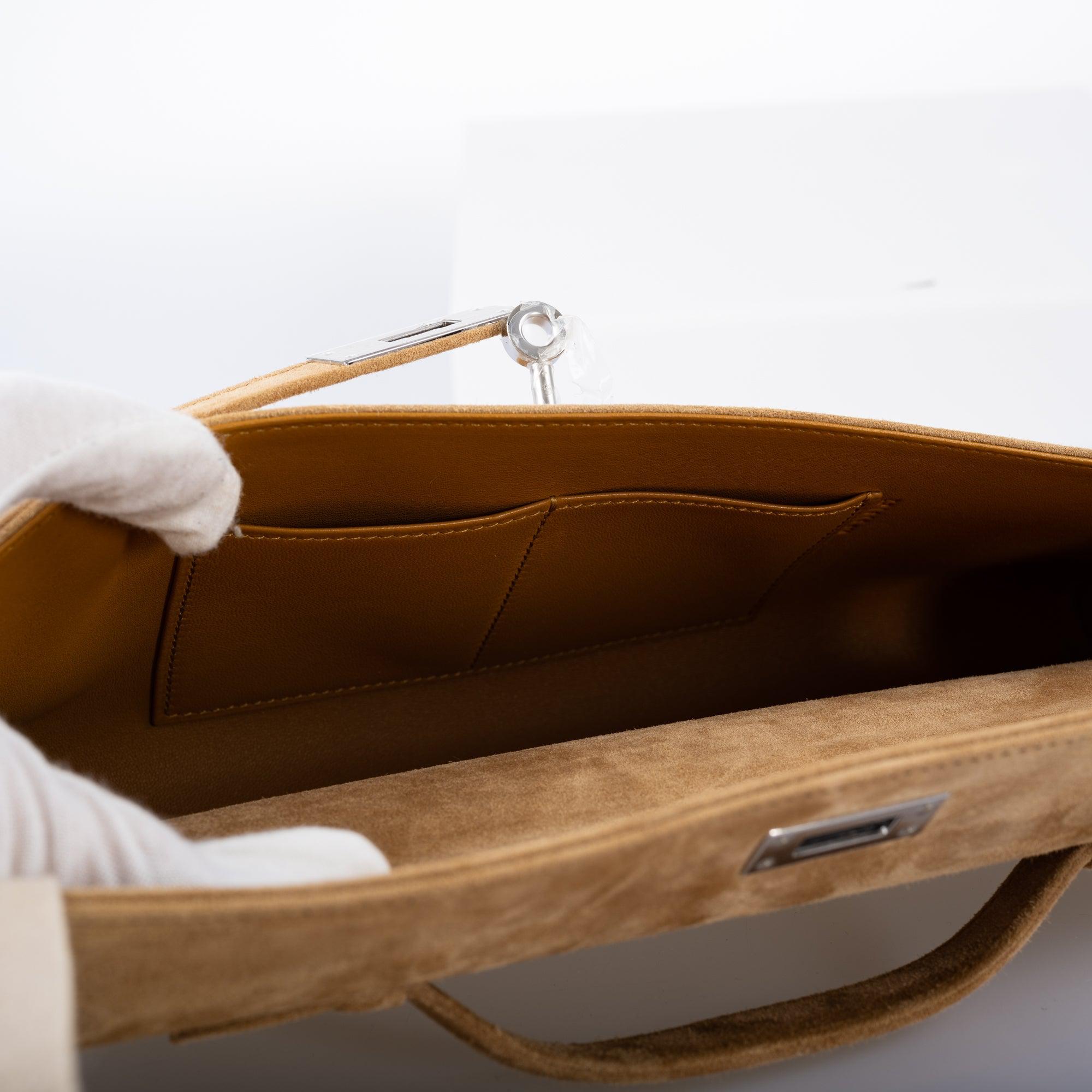 Hermès Kelly Cut Ocre Doblis Suede with Palladium Hardware