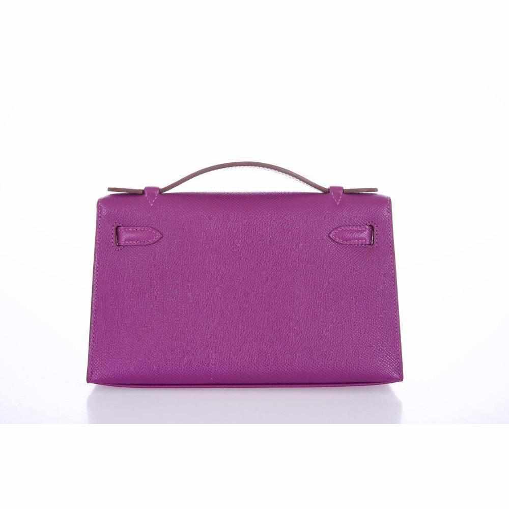 Hermès Kelly Cut Pochette Anemone Epsom Palladium Hardware