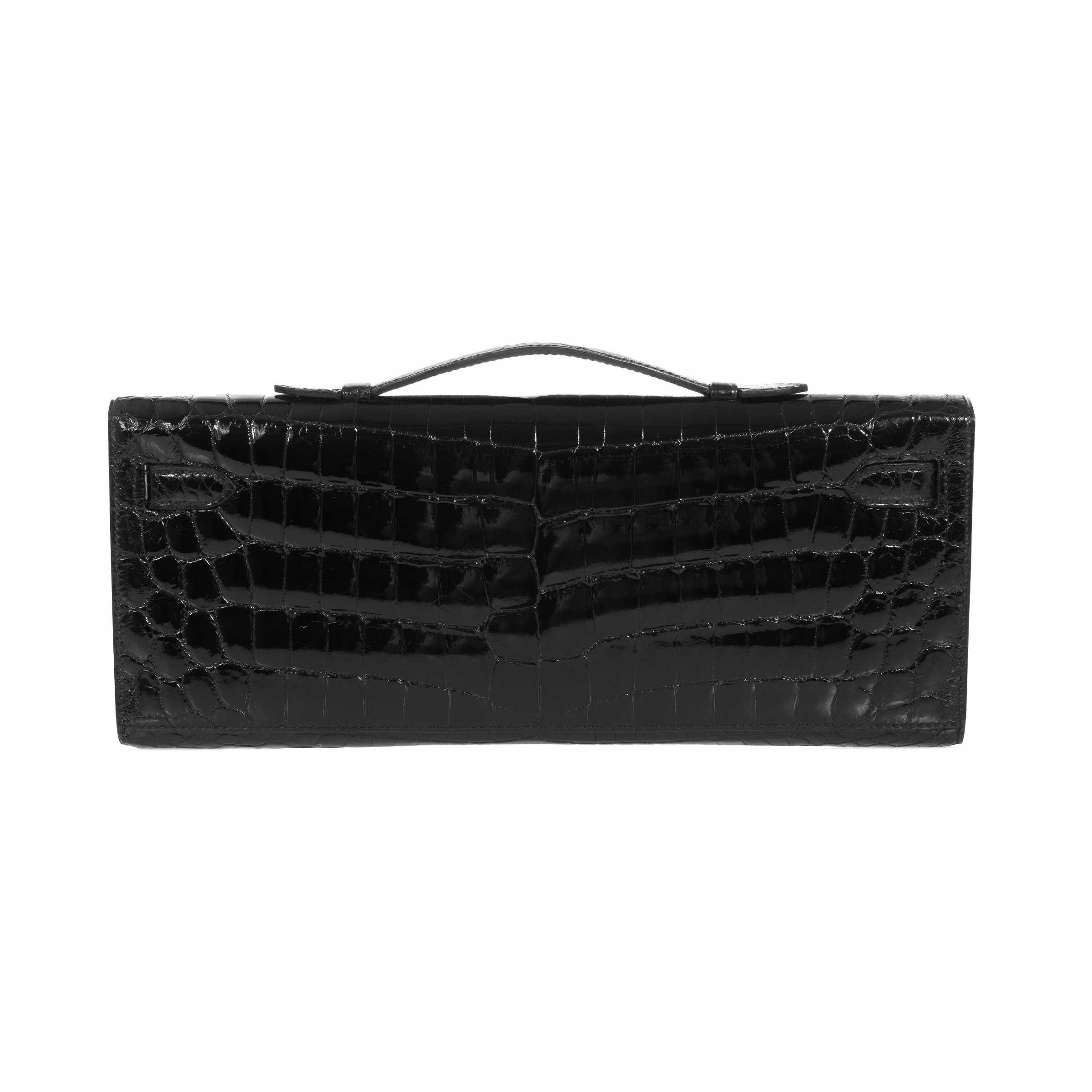 Hermès Kelly Cut Pochette Black Niloticus Crocodile Palladium Hardware
