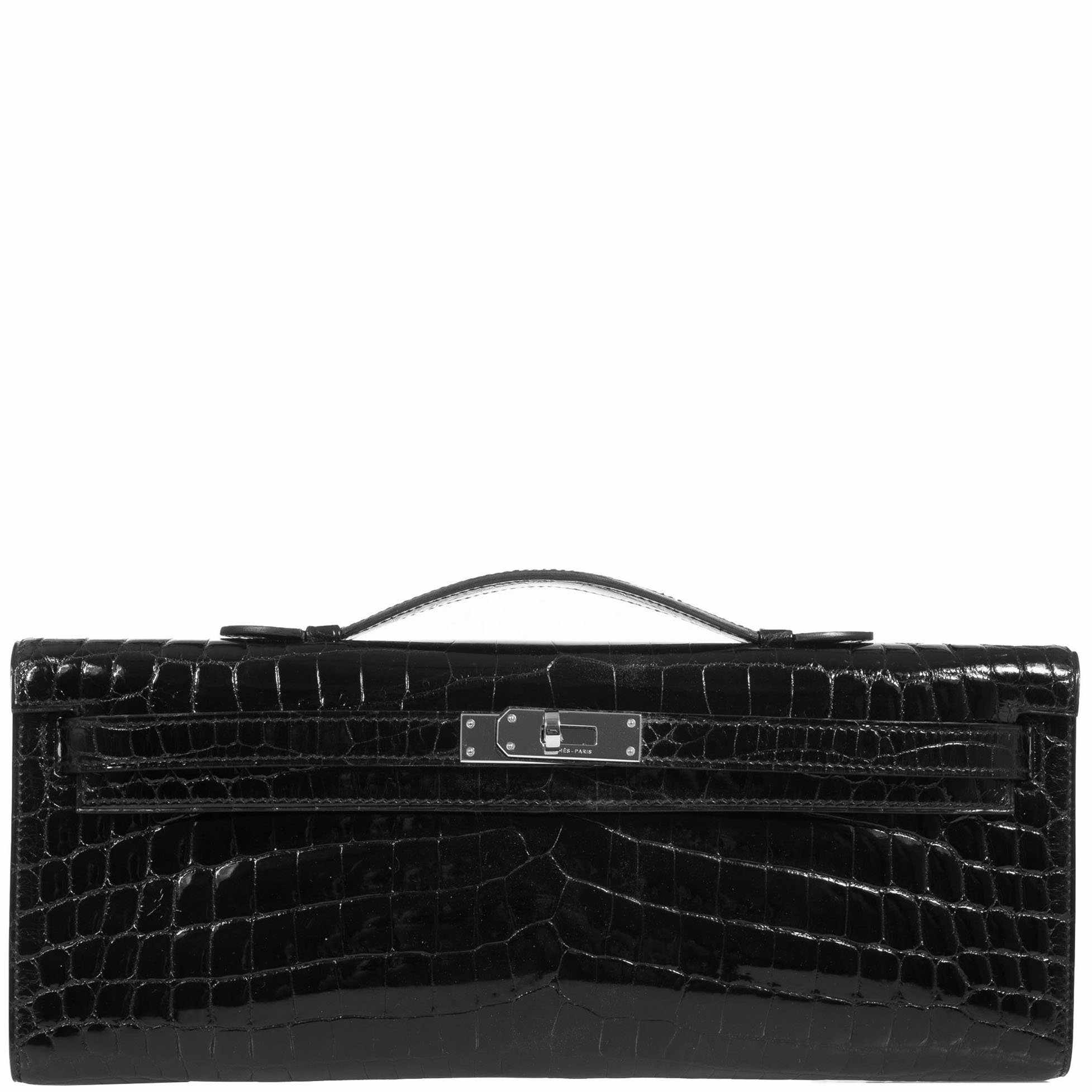 Hermès Kelly Mini Pochette Black Crocodile Bag PHW