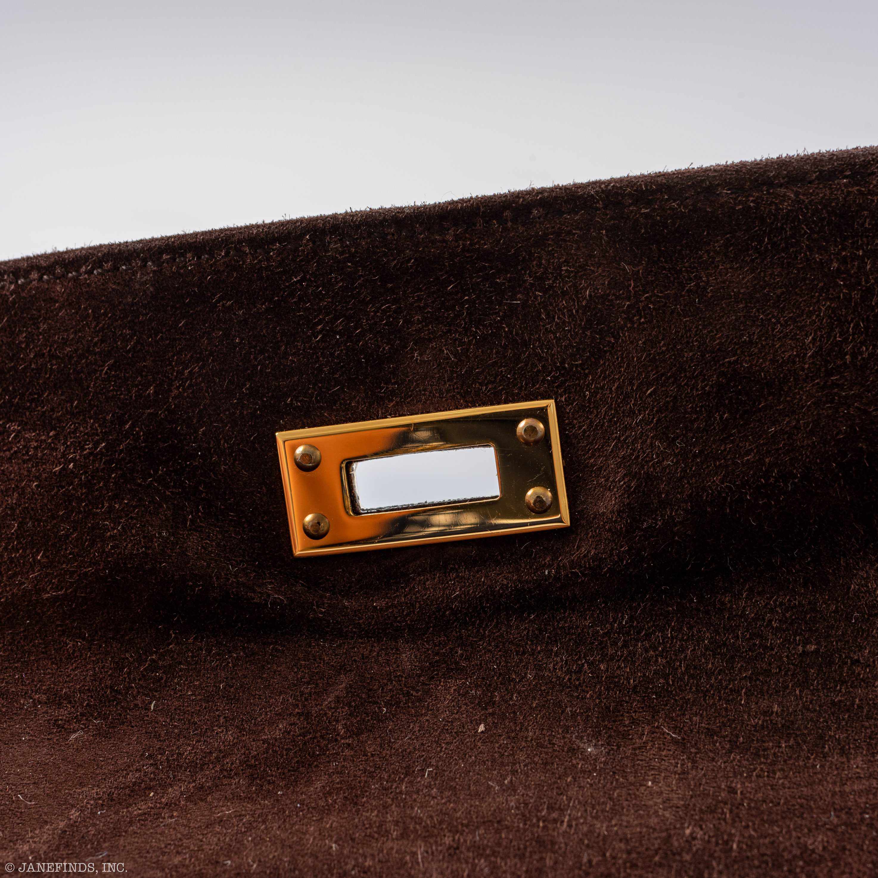 Hermès Kelly Cut Pochette Brown Veau Doblis Suede Gold Hardware