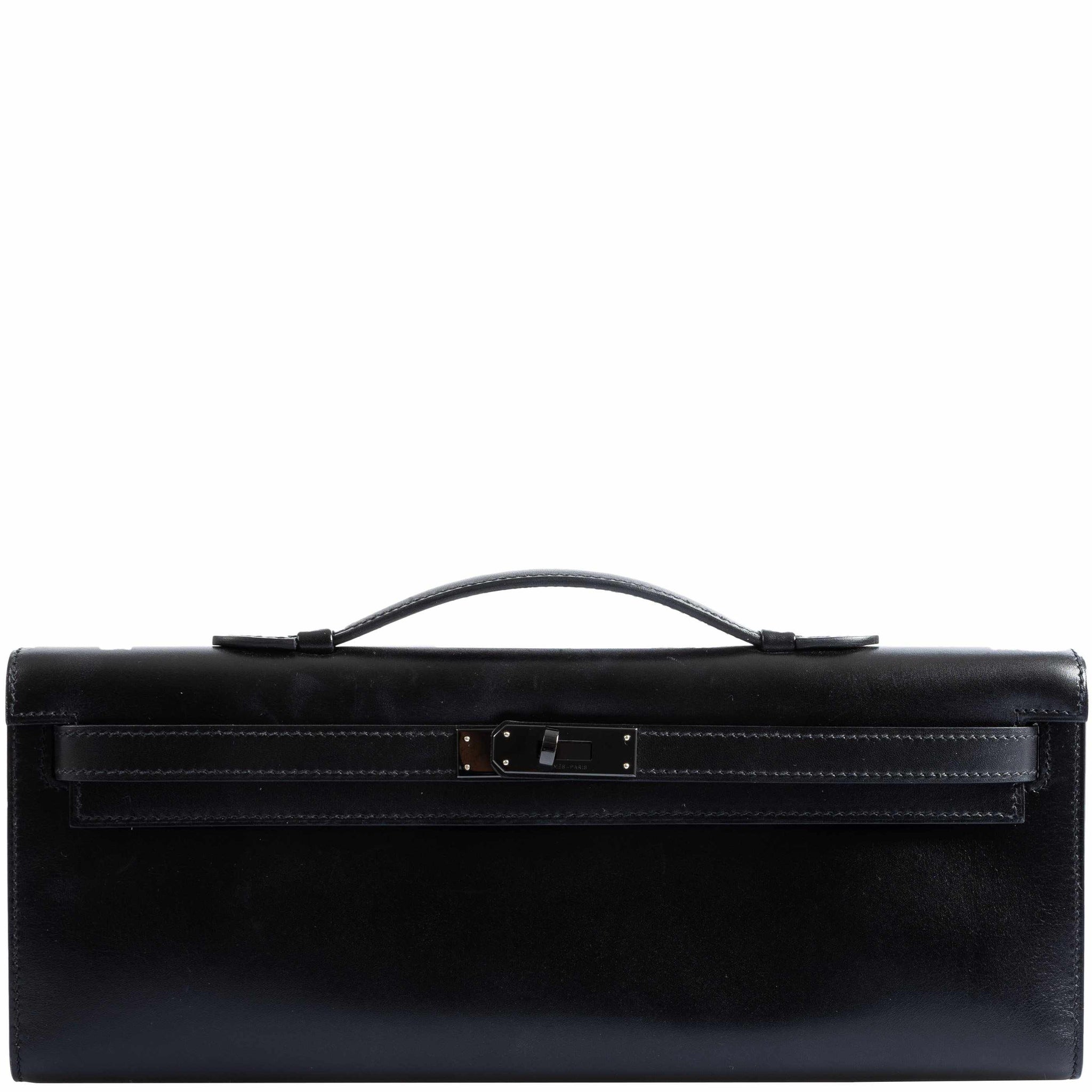 A BLACK CALF BOX LEATHER SELLIER KELLY 25 WITH PALLADIUM HARDWARE