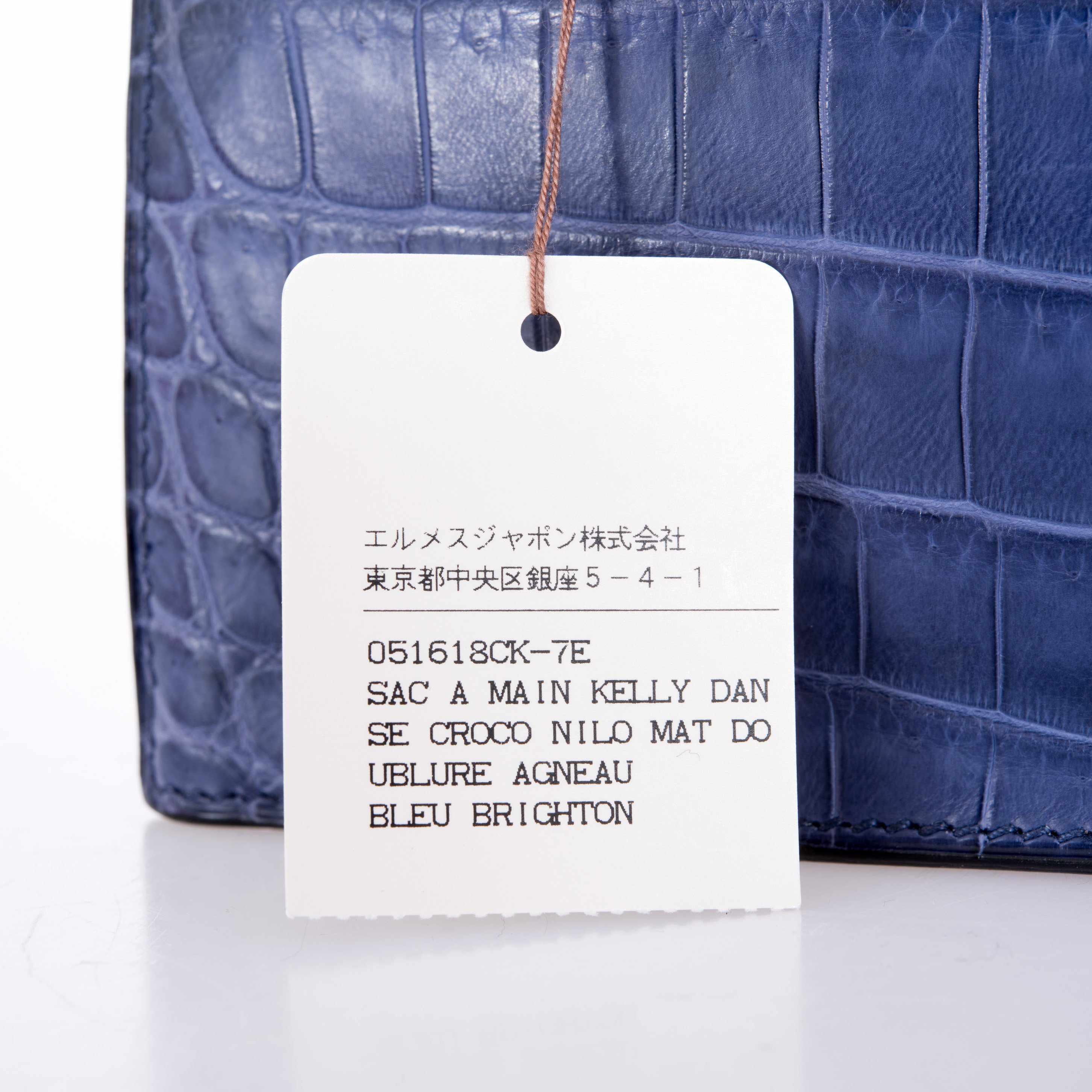 Hermès Kelly Danse Blue Brighton Niloticus Crocodile Palladium Hardware