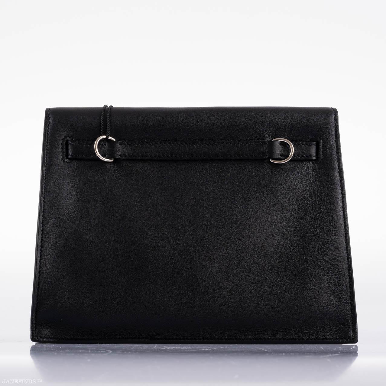Hermès Kelly Danse II Black Swift with Palladium Hardware - 2020, Y